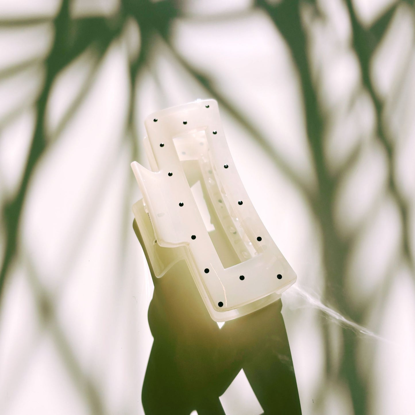 Velvet Claws Uptown Lady in White Dot Hair Clip | Claw Clip in Velvet Travel Bag