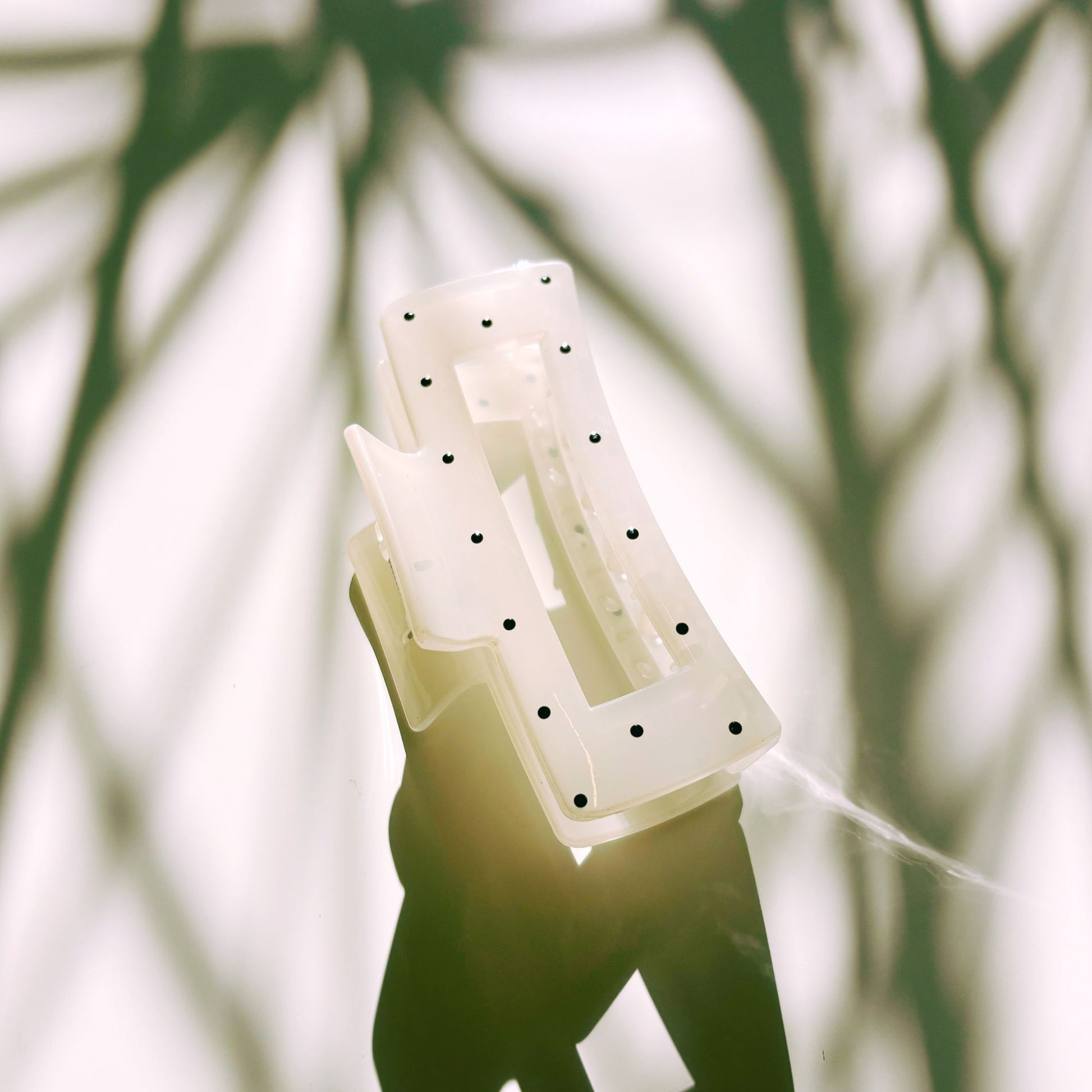 Velvet Claws Uptown Lady in White Dot Hair Clip | Claw Clip in Velvet Travel Bag