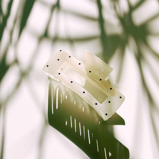 Velvet Claws Uptown Lady in White Dot Hair Clip | Claw Clip in Velvet Travel Bag