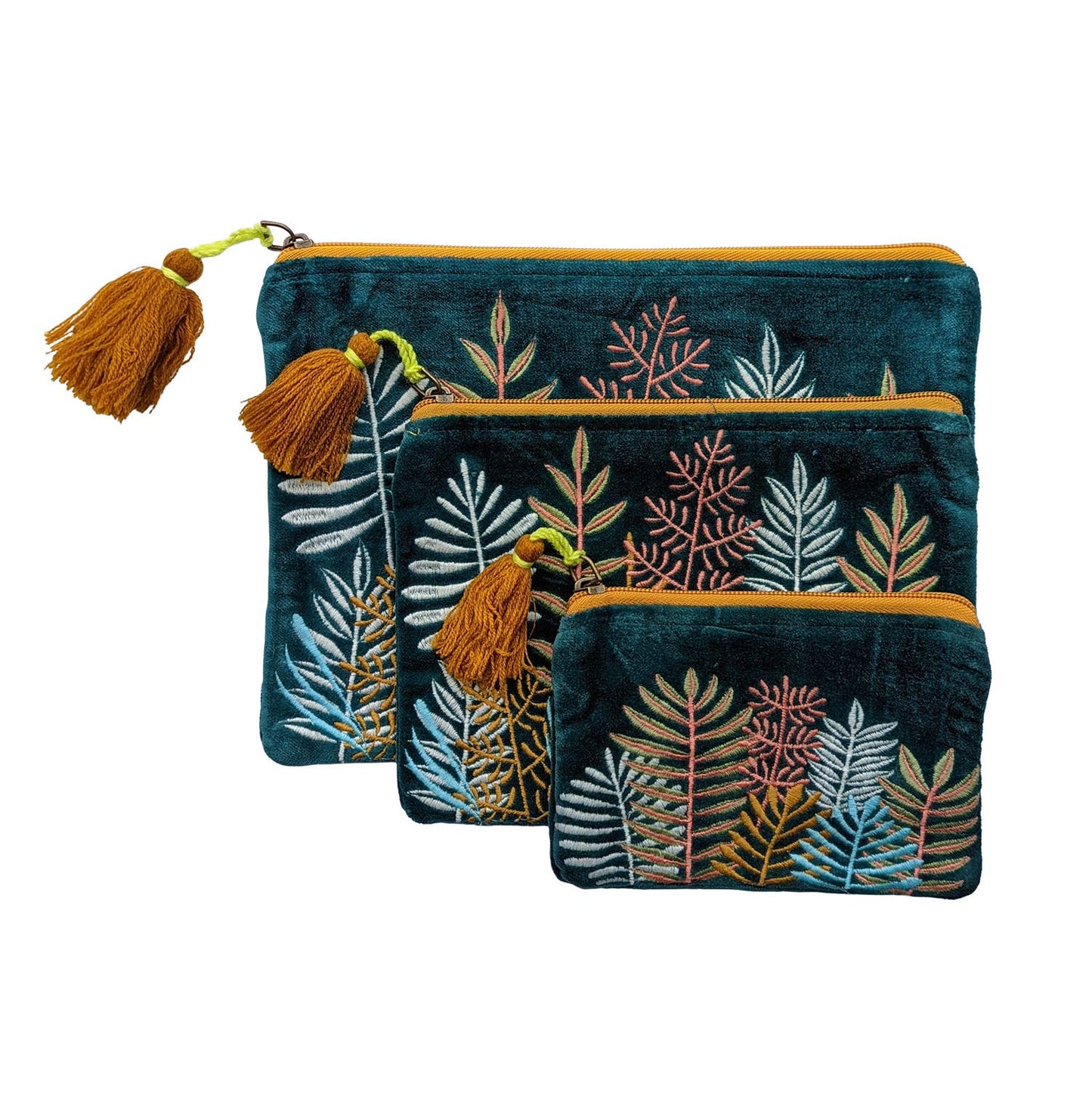 Velvet Leaf Garden Coin Purse | Embroidered Cotton Pouch & Nature-Inspired Gift for Her
