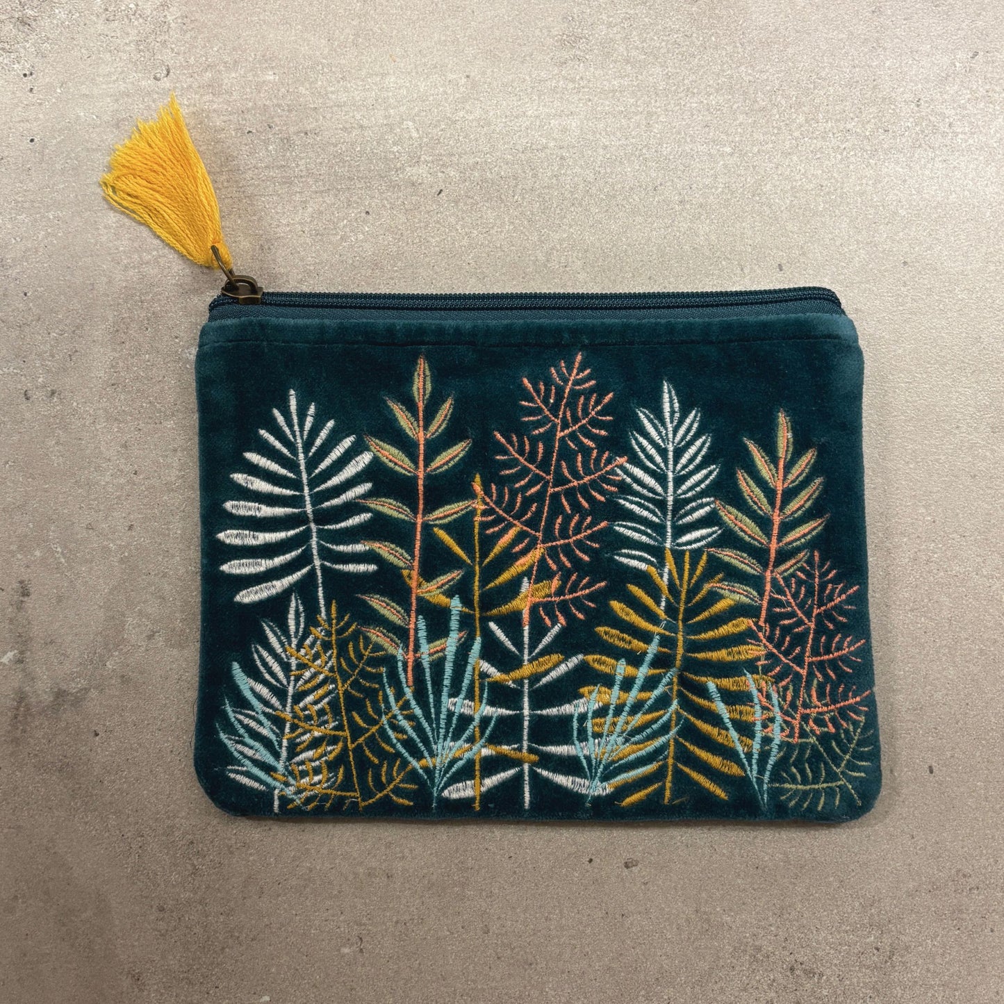 Velvet Leaf Garden Coin Purse | Embroidered Cotton Pouch & Nature-Inspired Gift for Her