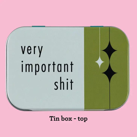 Very Important Shit Stash Tin - Purse-Size Food-Safe Tin Box | Decorative Reusable Tin | 3.5" x 2.4"