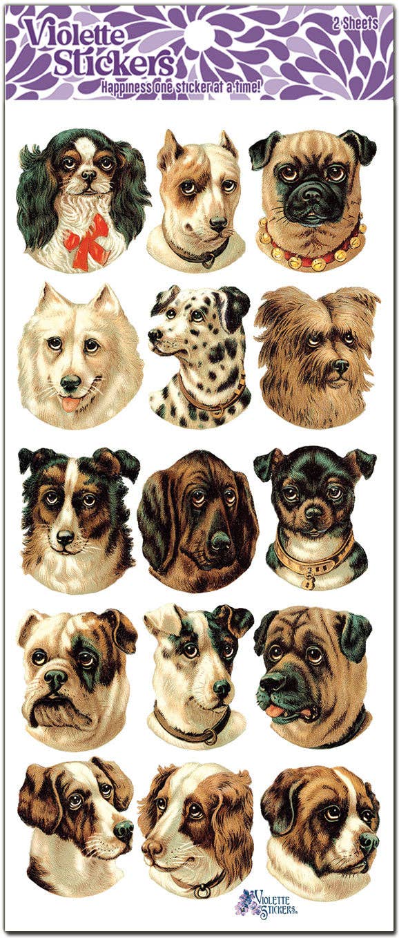 Victorian Dogs Stickers | 4" x 8" Paper Stickers | 2 Sheets