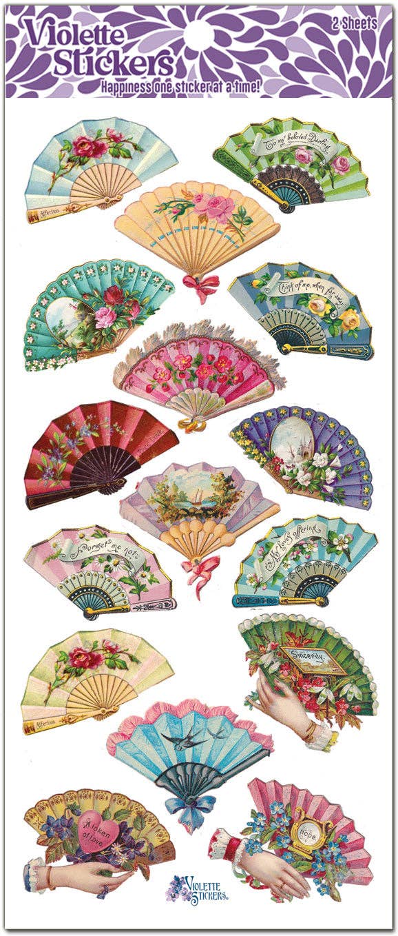 Victorian Fans Clear Stickers | 4" x 8" | 2 Sheets