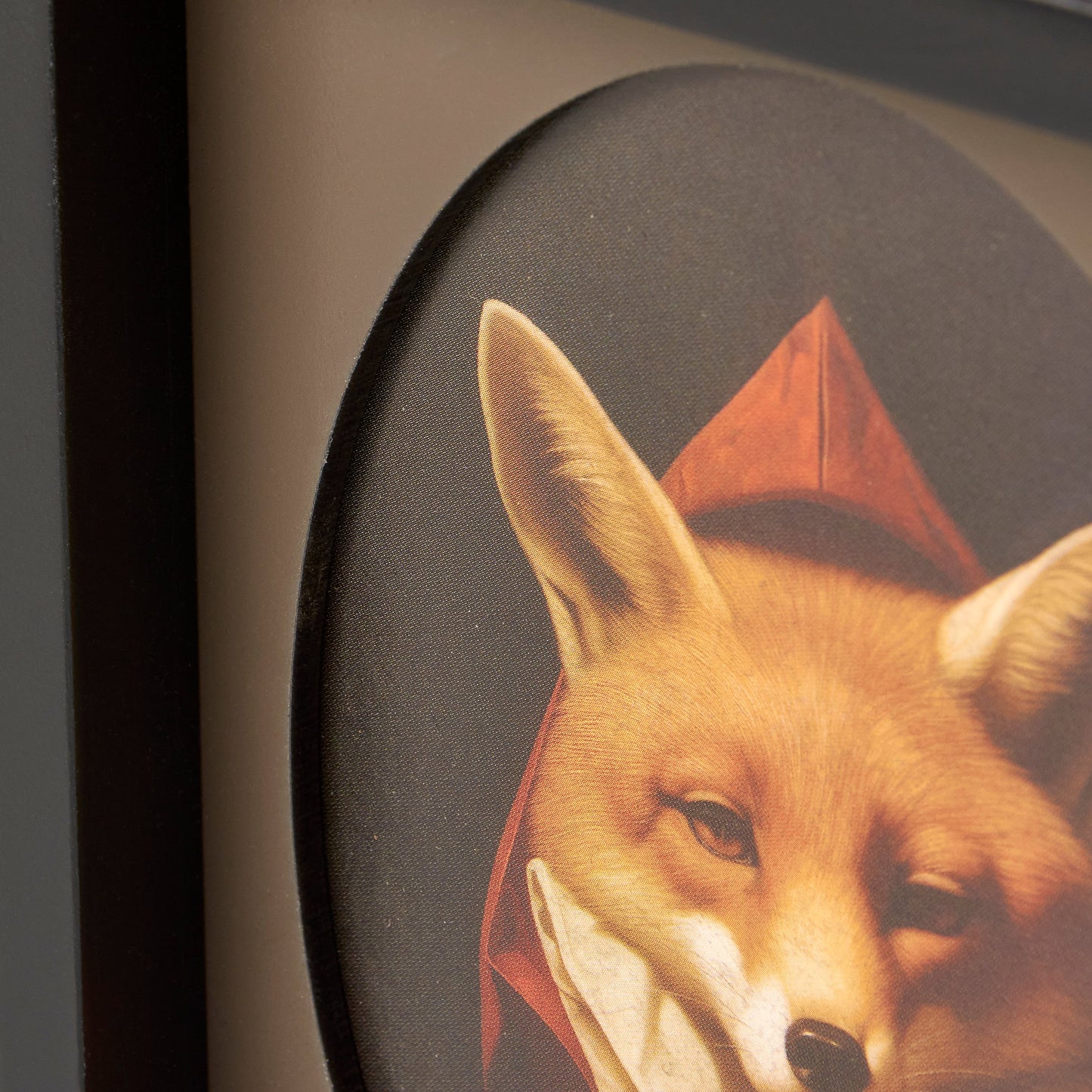 Victorian Fox Inset Box Sign | Black Wood | 4.75" x 6"