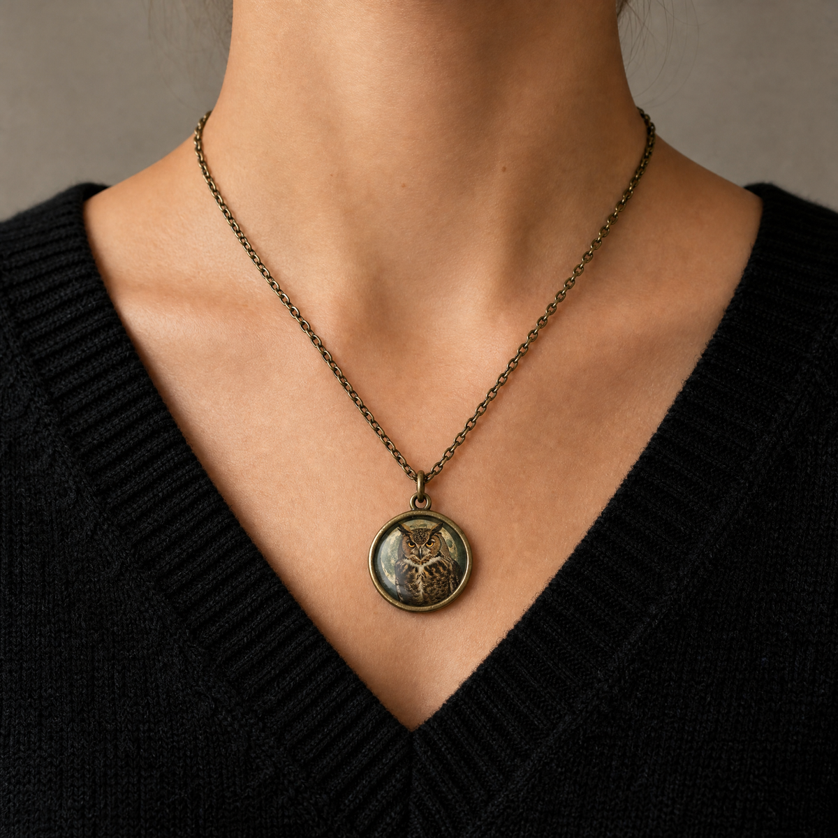 Victorian Owl Reversible Glass Pendant Necklace-Divine Iguana-The Bullish Store