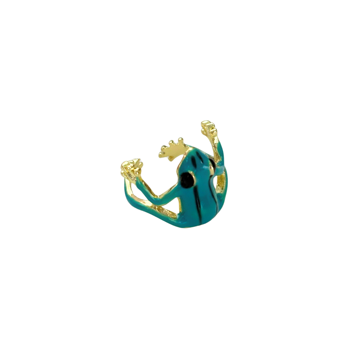 Vietnamese Blue Tree Frog Ring | Green & Gold Metal Frog Wrap Ring-Paper & Quartz-The Bullish Store