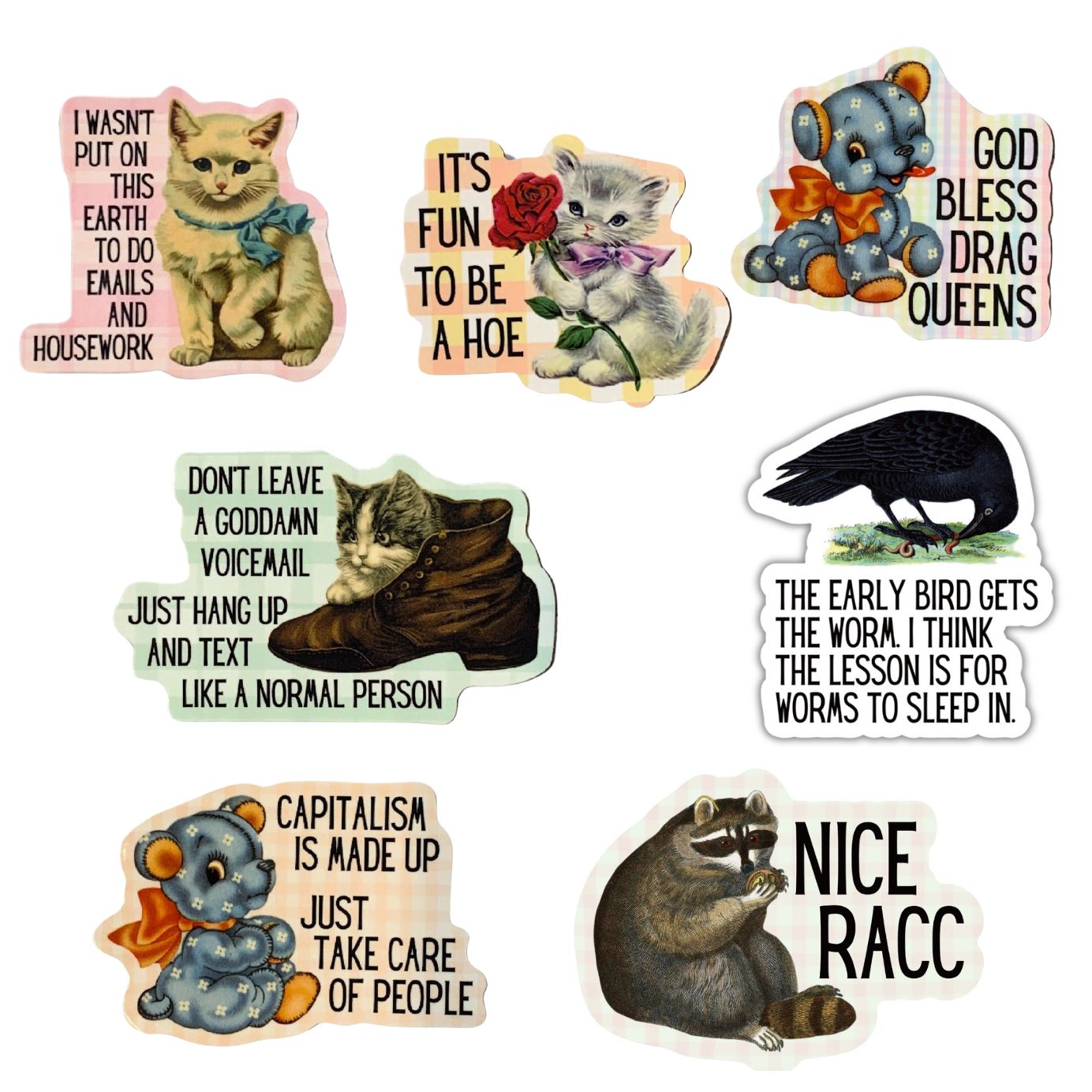 Vintage Animal Sticker Pack - 7 Designs