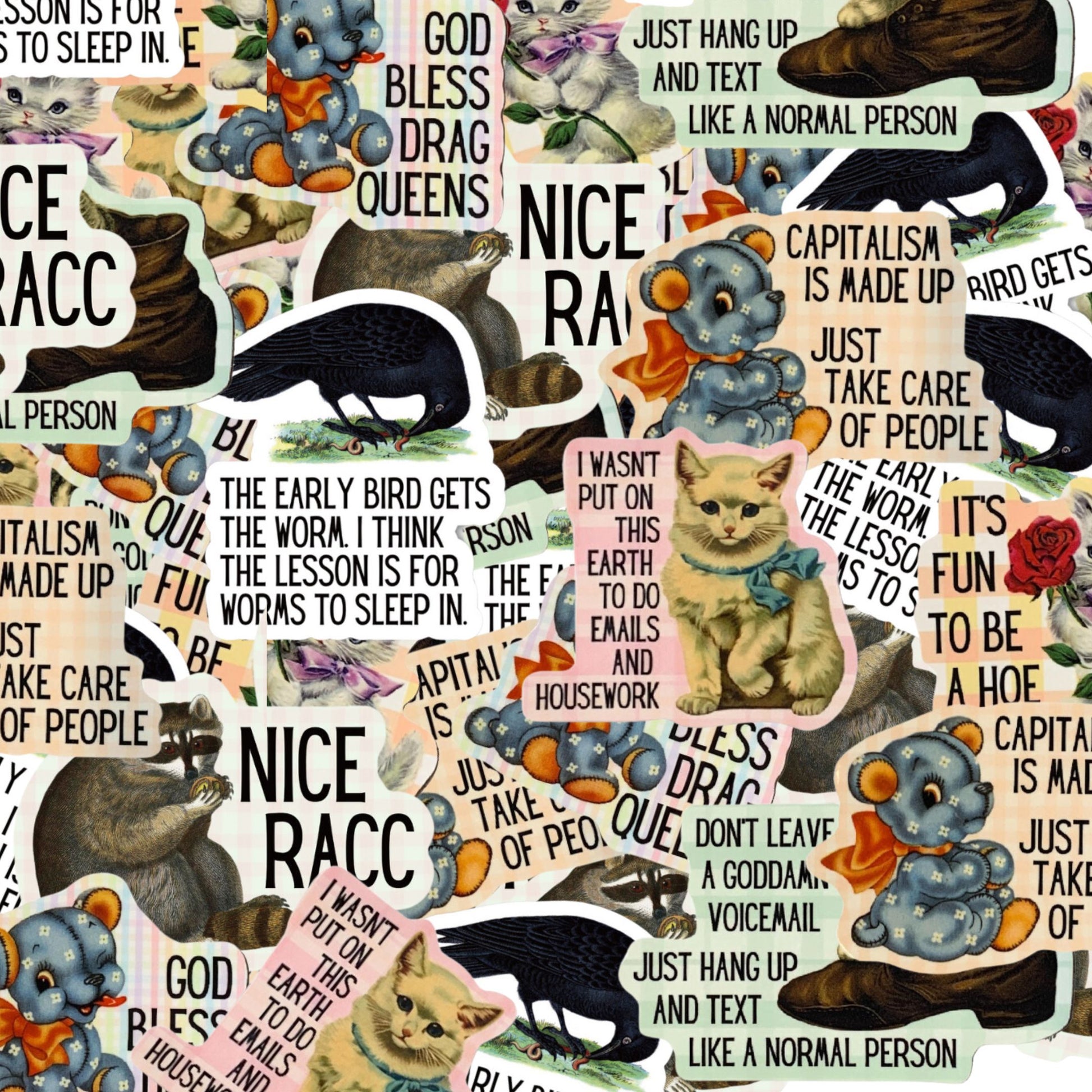 Vintage Animal Sticker Pack - 7 Designs