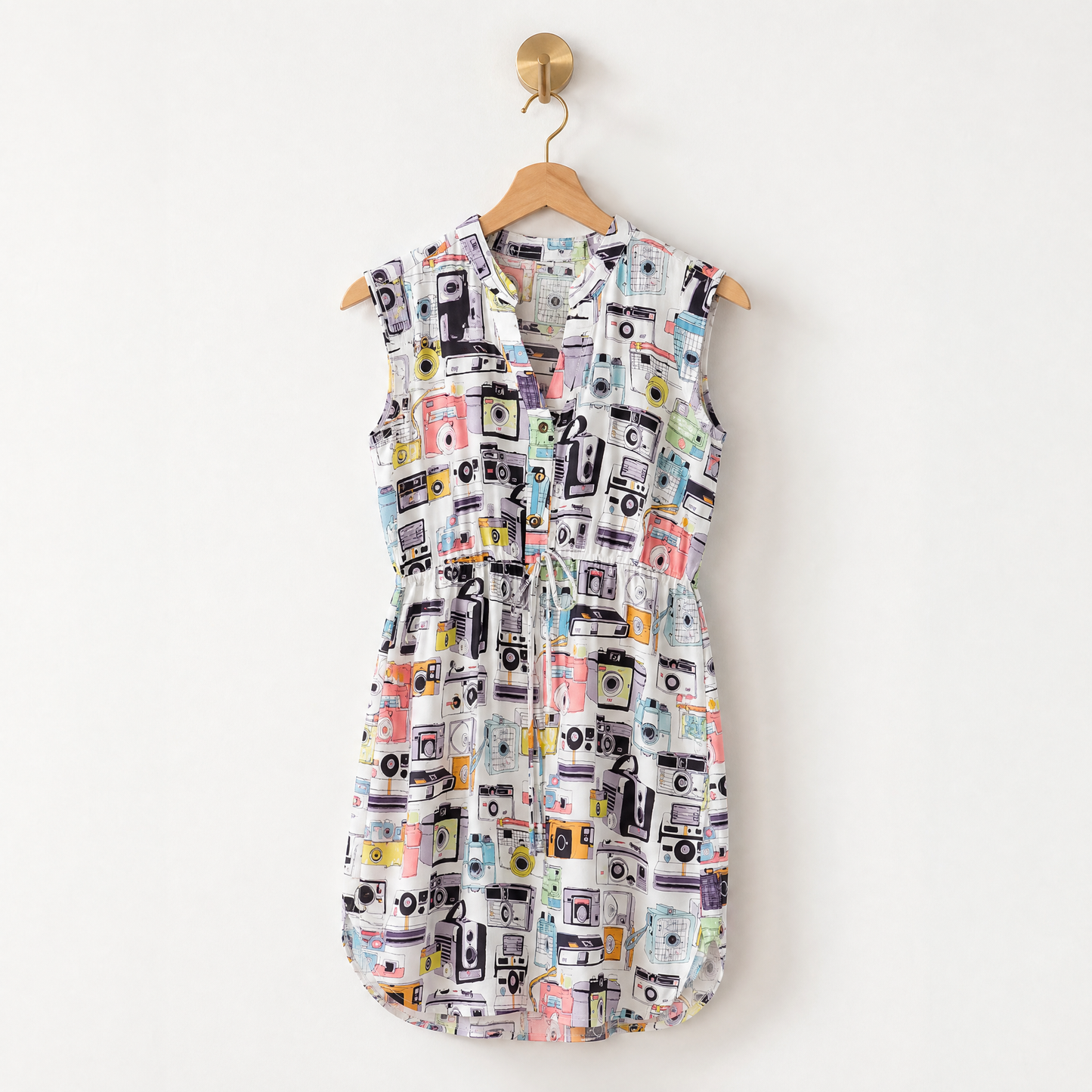 Vintage Camera Print Dress [SM-XL]