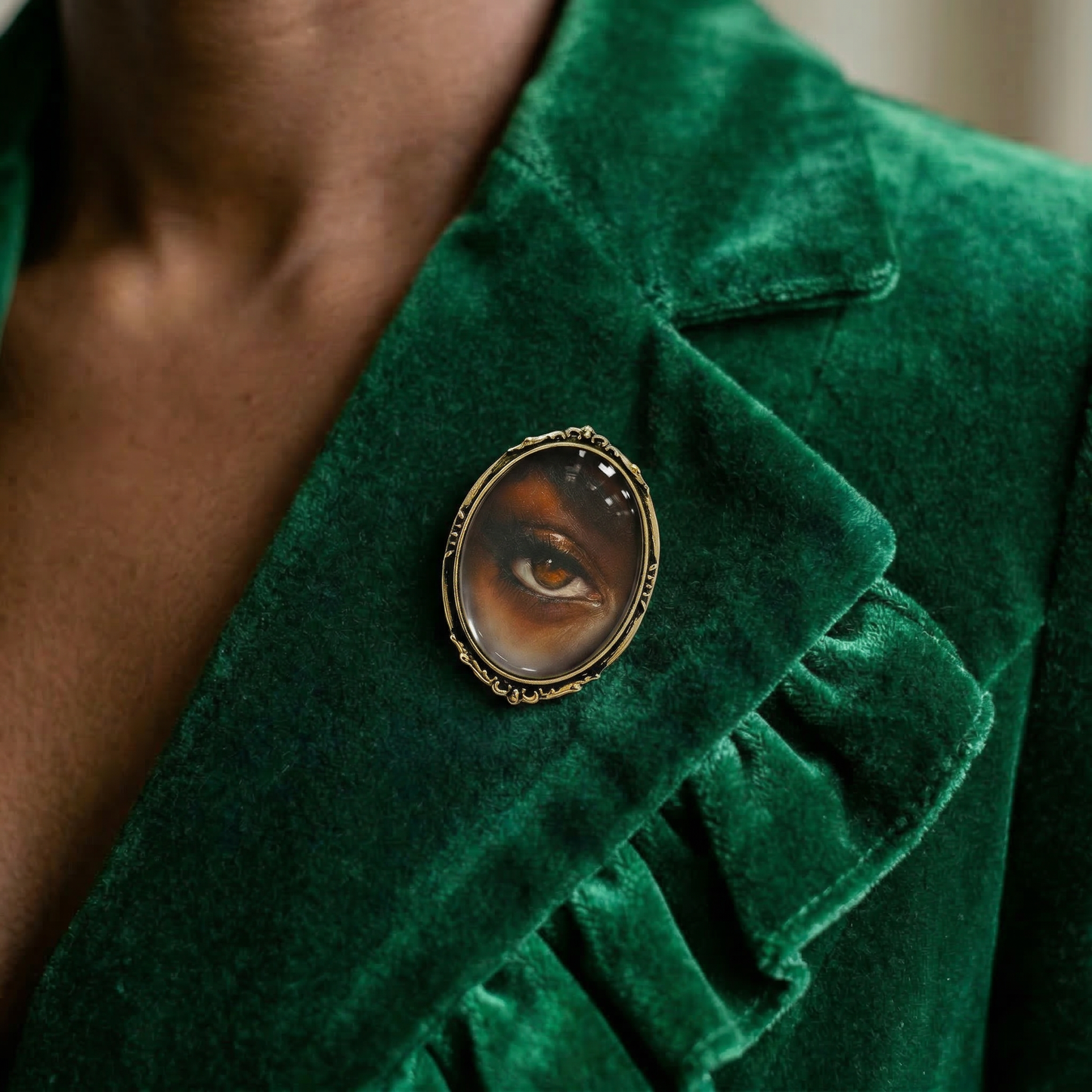 Vintage Lovers Eye Brooch African American Eye Painting Art Pin | Handmade Glass Cabochon Jewelry