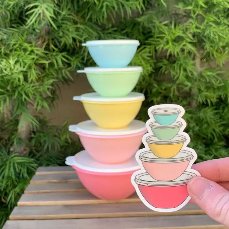 Vintage Pastel Tupperware Wonderlier Bowls Sticker – The Bullish Store