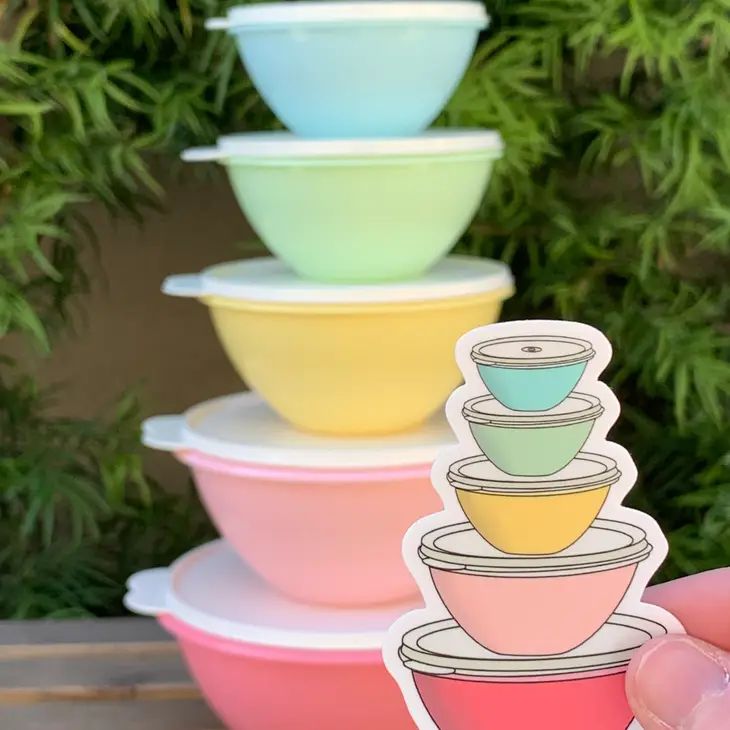 Vintage Pastel Tupperware Wonderlier Bowls Sticker – The Bullish Store