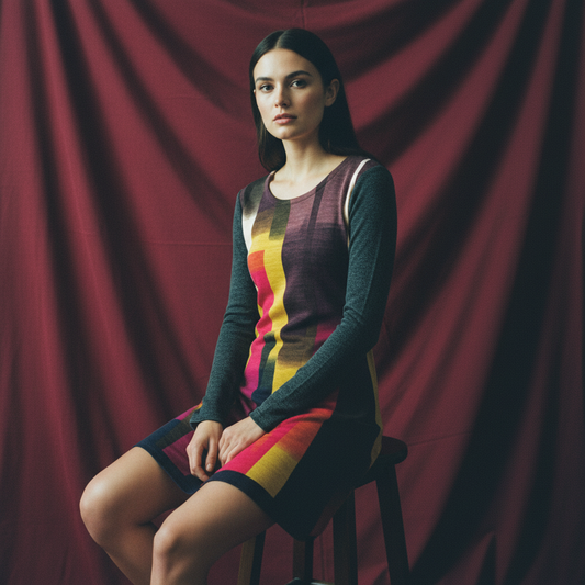 Vintage TV Color Bars Knitted Dress [Sizes SM-XL]