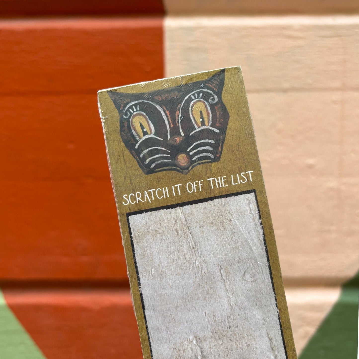 Vintage Tattoo Art "Scratch It Off The List" Magnetic List Pad | Cat Face Notepad