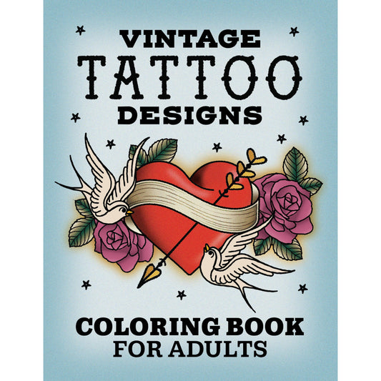 Vintage Tattoo Designs Coloring Book for Adults | Western Traditional Tattoos