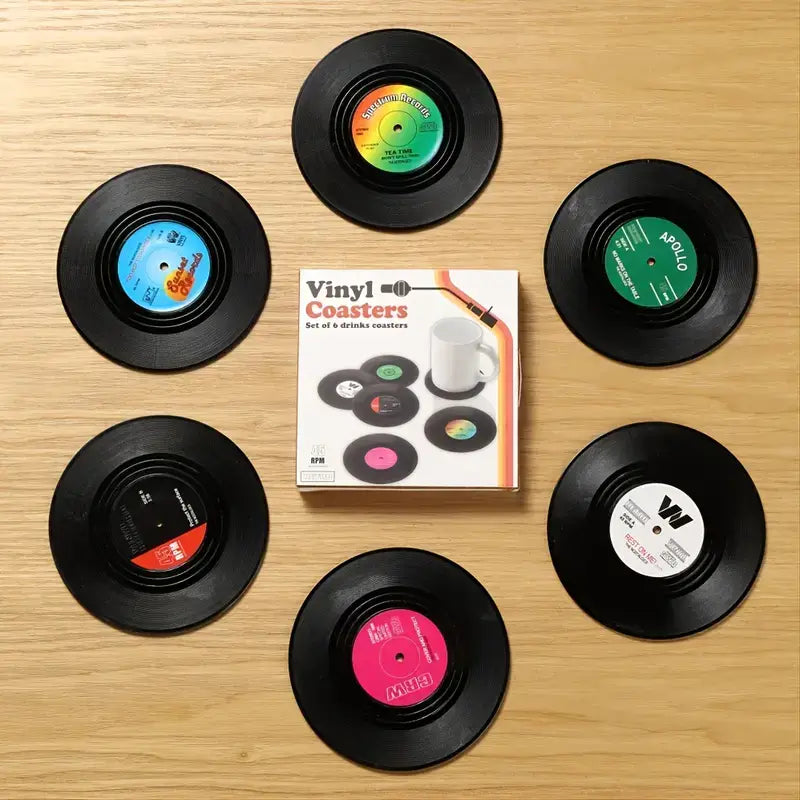 Fun Music Coasters Vinyl Record Styled Funny Coasters in Set of 6 | Gift for Music Lover ...