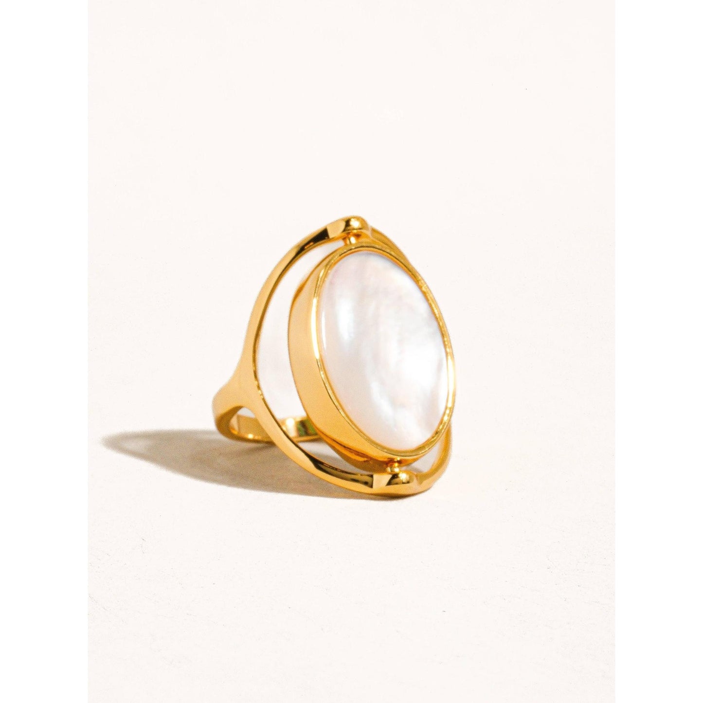 Violette 18K Gold Double-Sided Abalone & White Shell Ring | Two-in-one Reversible Ring