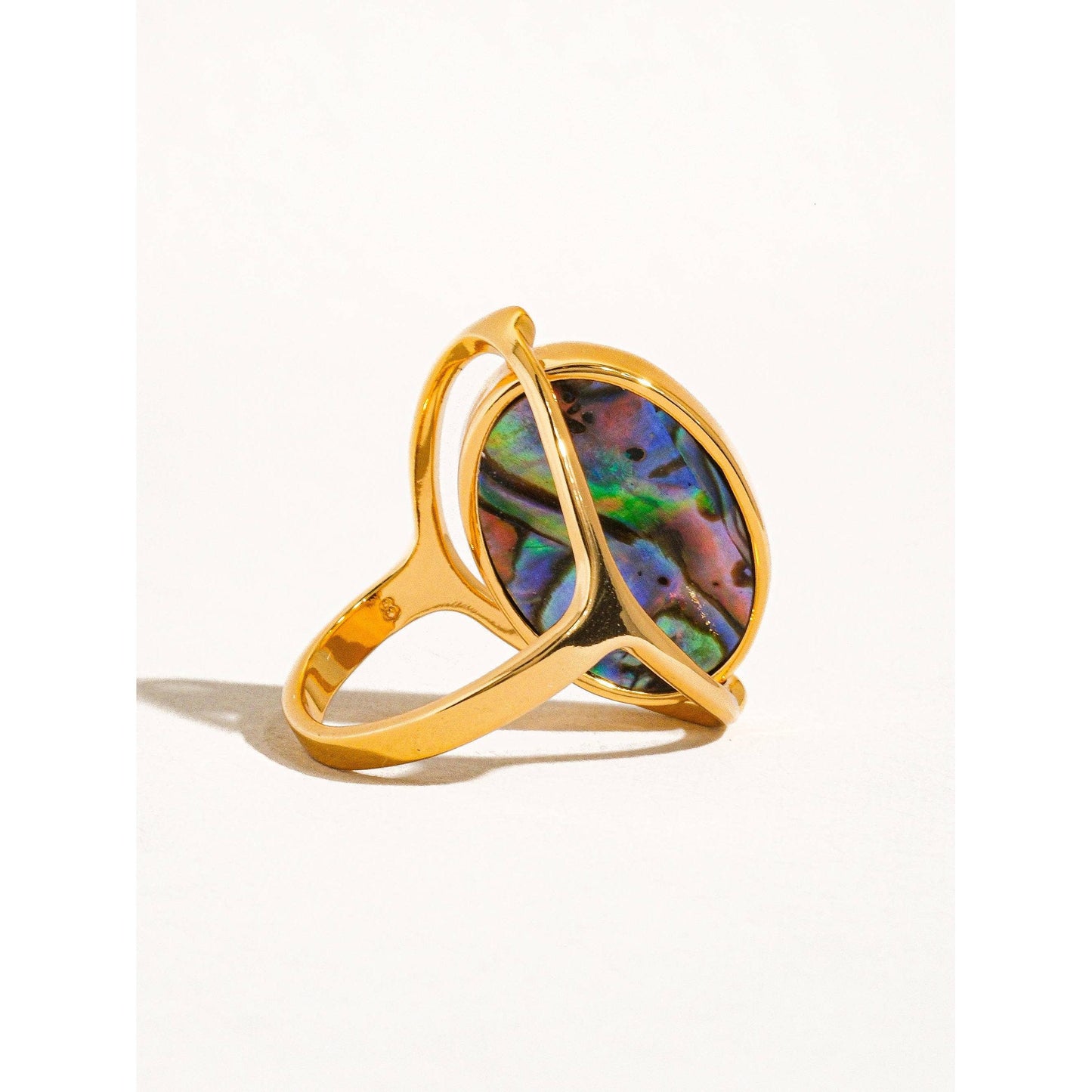 Violette 18K Gold Double-Sided Abalone & White Shell Ring | Two-in-one Reversible Ring