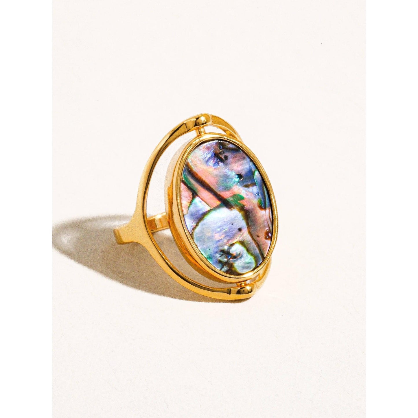 Violette 18K Gold Double-Sided Abalone & White Shell Ring | Two-in-one Reversible Ring
