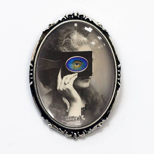 Virginia Oldoini Countess of Castiglione Brooch | Vintage Portrait Art in Antiqued Silver Tone