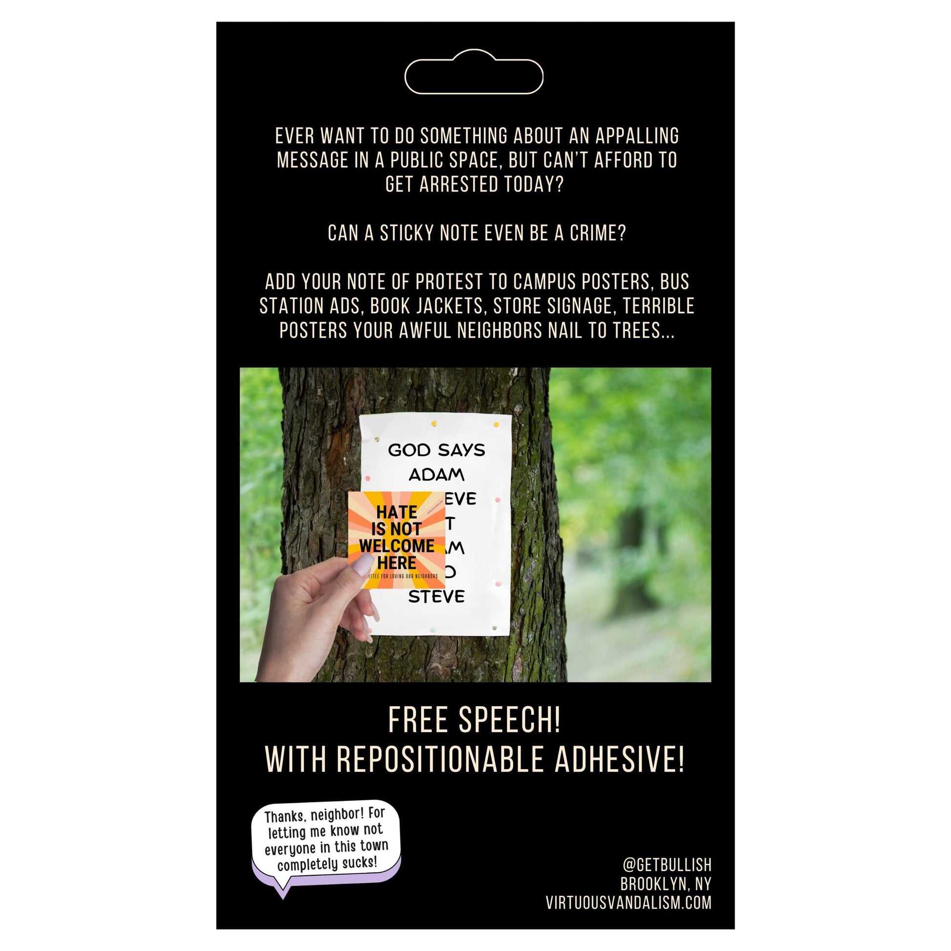 Virtuous Vandalism “Transphobia is Gross” Sticky Notes 3" x 3" Pack of 50 | Combat and Cover Offensive Public Messages with Adhesive Protest Notes