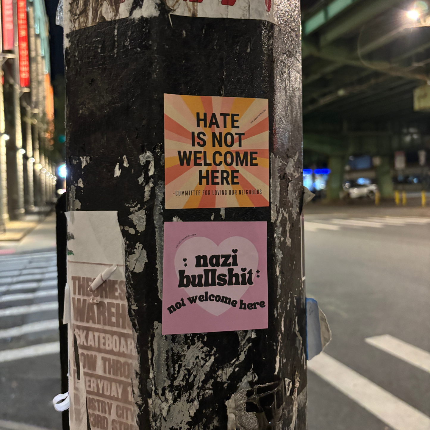 Virtuous Vandalism “Hate is Not Welcome Here” Sticky Notes 3" x 3" Pack of 50 | Combat and Cover Offensive Public Messages with Adhesive Protest Notes