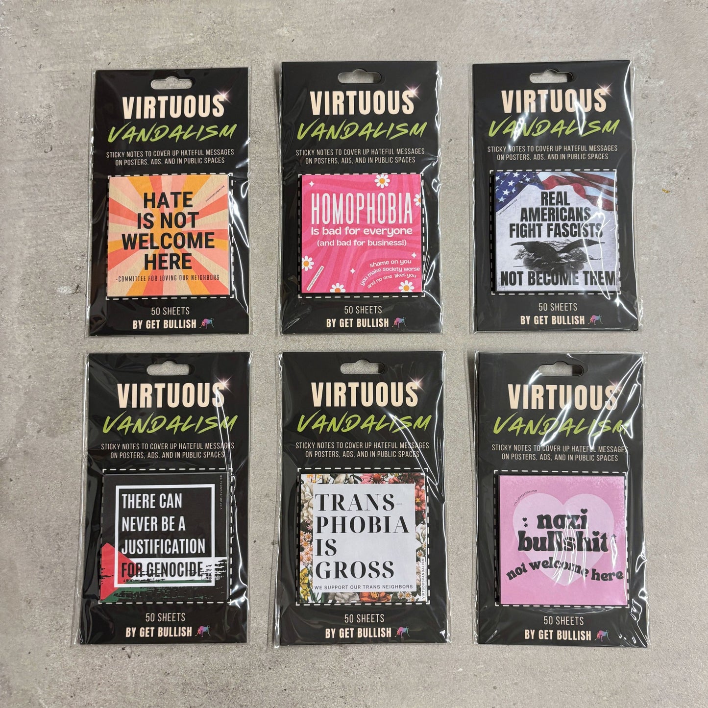 Virtuous Vandalism “Hate is Not Welcome Here” Sticky Notes 3" x 3" Pack of 50 | Combat and Cover Offensive Public Messages with Adhesive Protest Notes