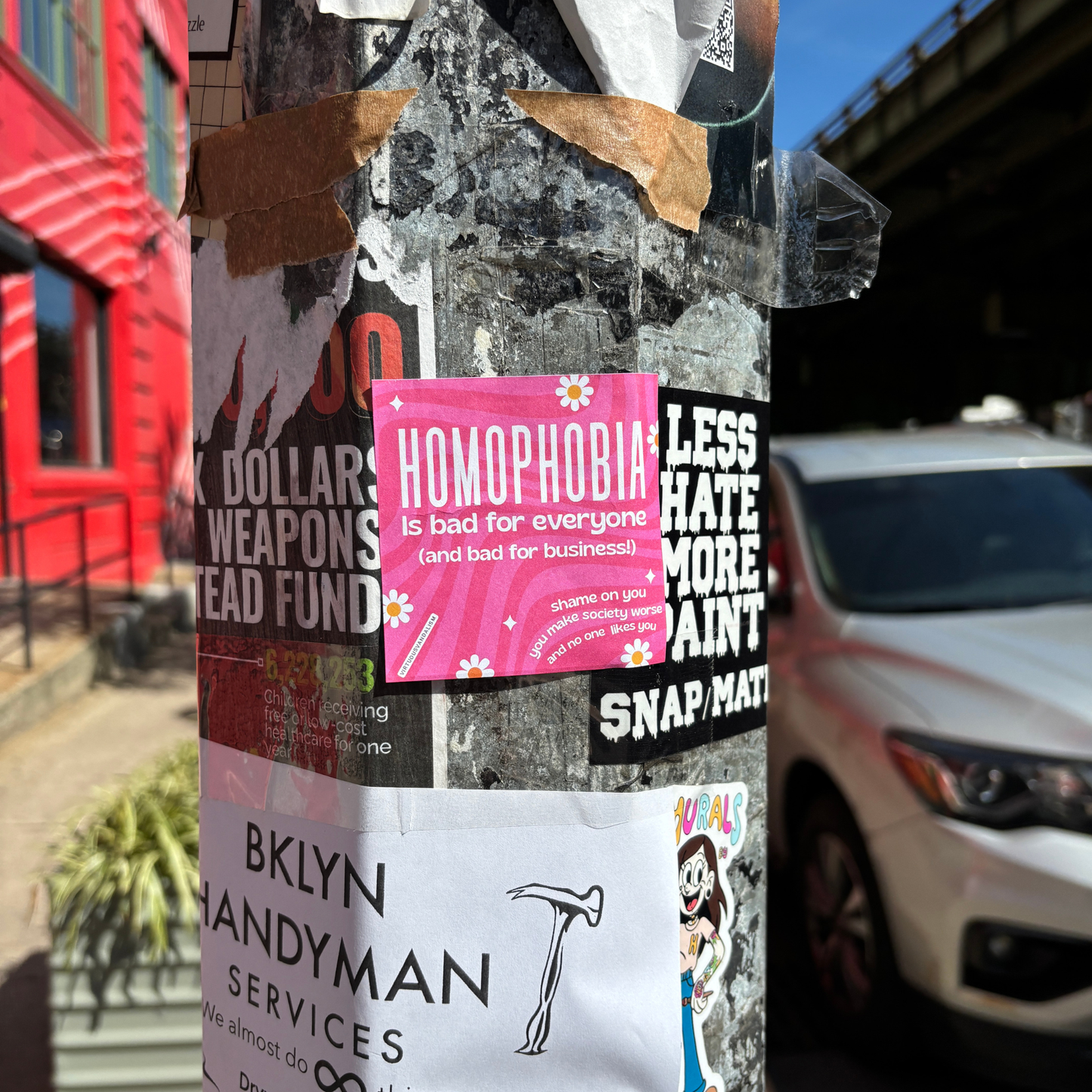 Virtuous Vandalism “Homophobia is Bad for Everyone” Sticky Notes 3" x 3" Pack of 50 | Combat and Cover Offensive Public Messages with Adhesive Protest Notes