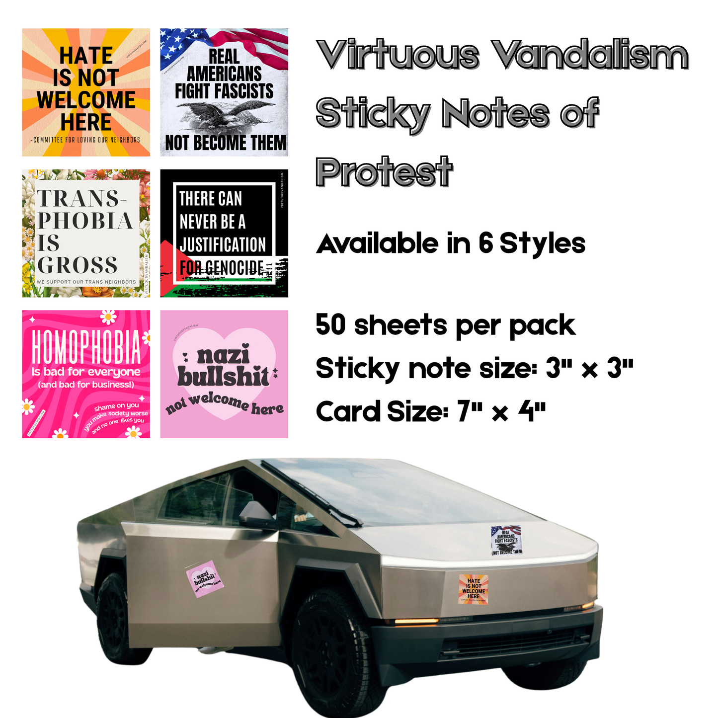 Virtuous Vandalism “Homophobia is Bad for Everyone” Sticky Notes 3" x 3" Pack of 50 | Combat and Cover Offensive Public Messages with Adhesive Protest Notes
