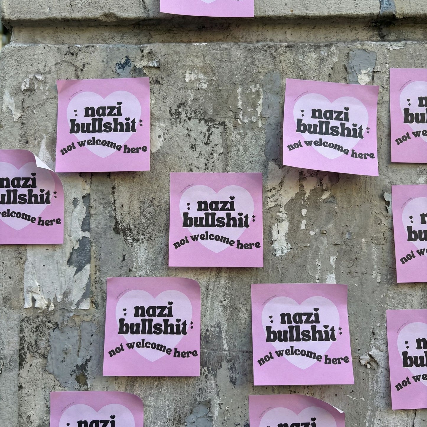 Virtuous Vandalism “Nazi Bullshit Not Welcome Here” Sticky Notes 3" x 3" Pack of 50 | Combat and Cover Offensive Public Messages with Adhesive Protest Notes