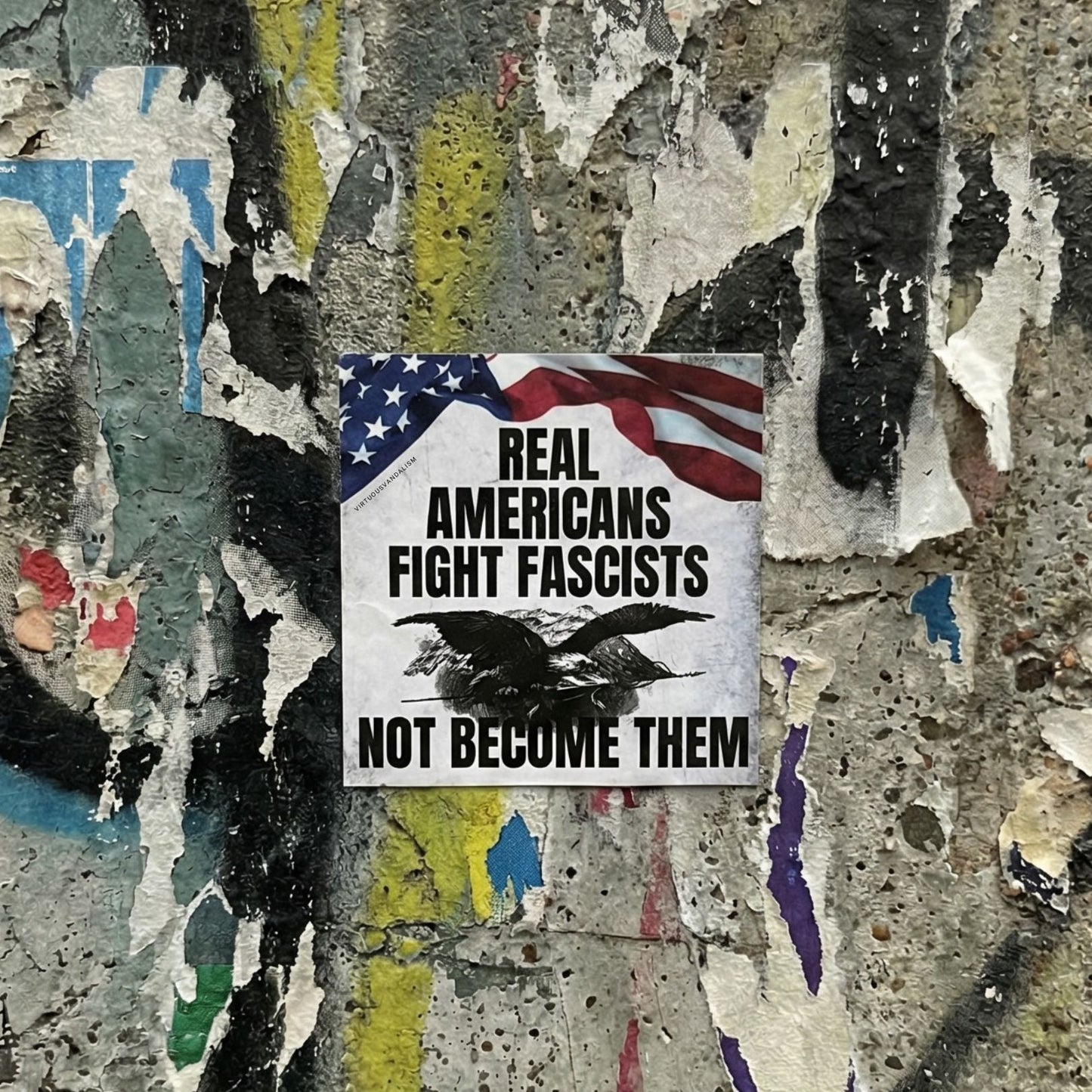 Virtuous Vandalism “Real Americans Fight Fascists” Sticky Notes 3" x 3" Pack of 50 | Combat and Cover Offensive Public Messages with Adhesive Protest Notes