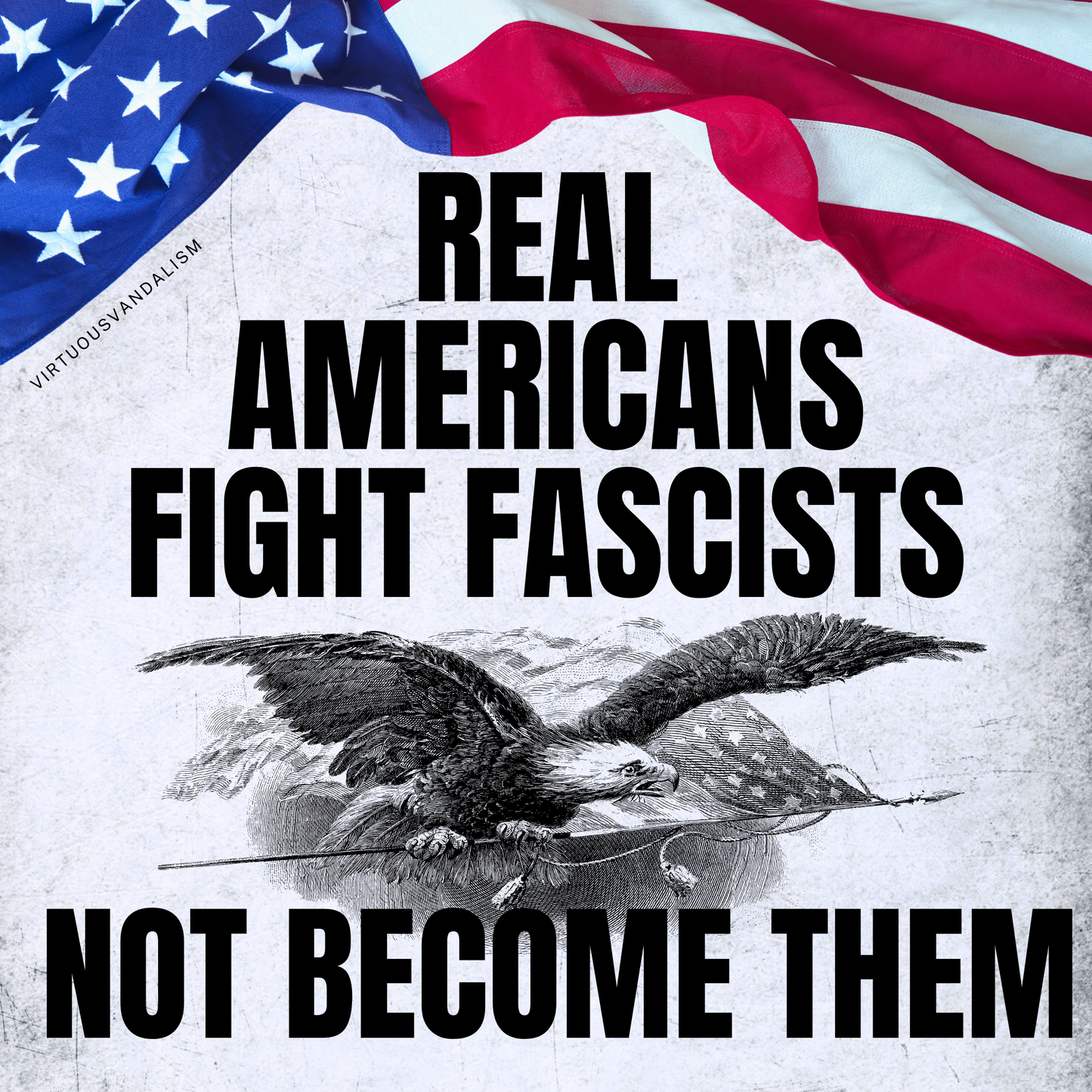 Virtuous Vandalism “Real Americans Fight Fascists” Sticky Notes 3" x 3" Pack of 50 | Combat and Cover Offensive Public Messages with Adhesive Protest Notes
