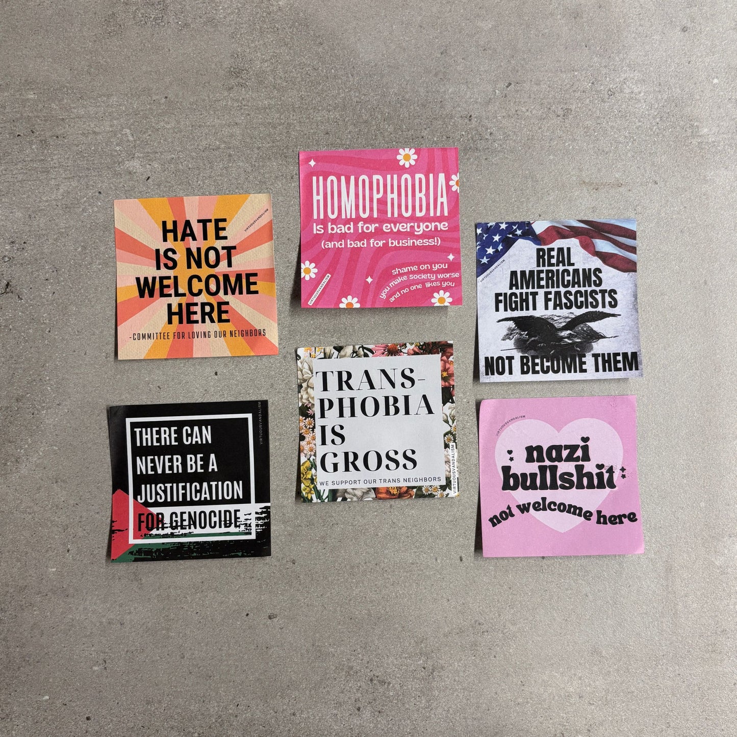 Virtuous Vandalism “Real Americans Fight Fascists” Sticky Notes 3" x 3" Pack of 50 | Combat and Cover Offensive Public Messages with Adhesive Protest Notes