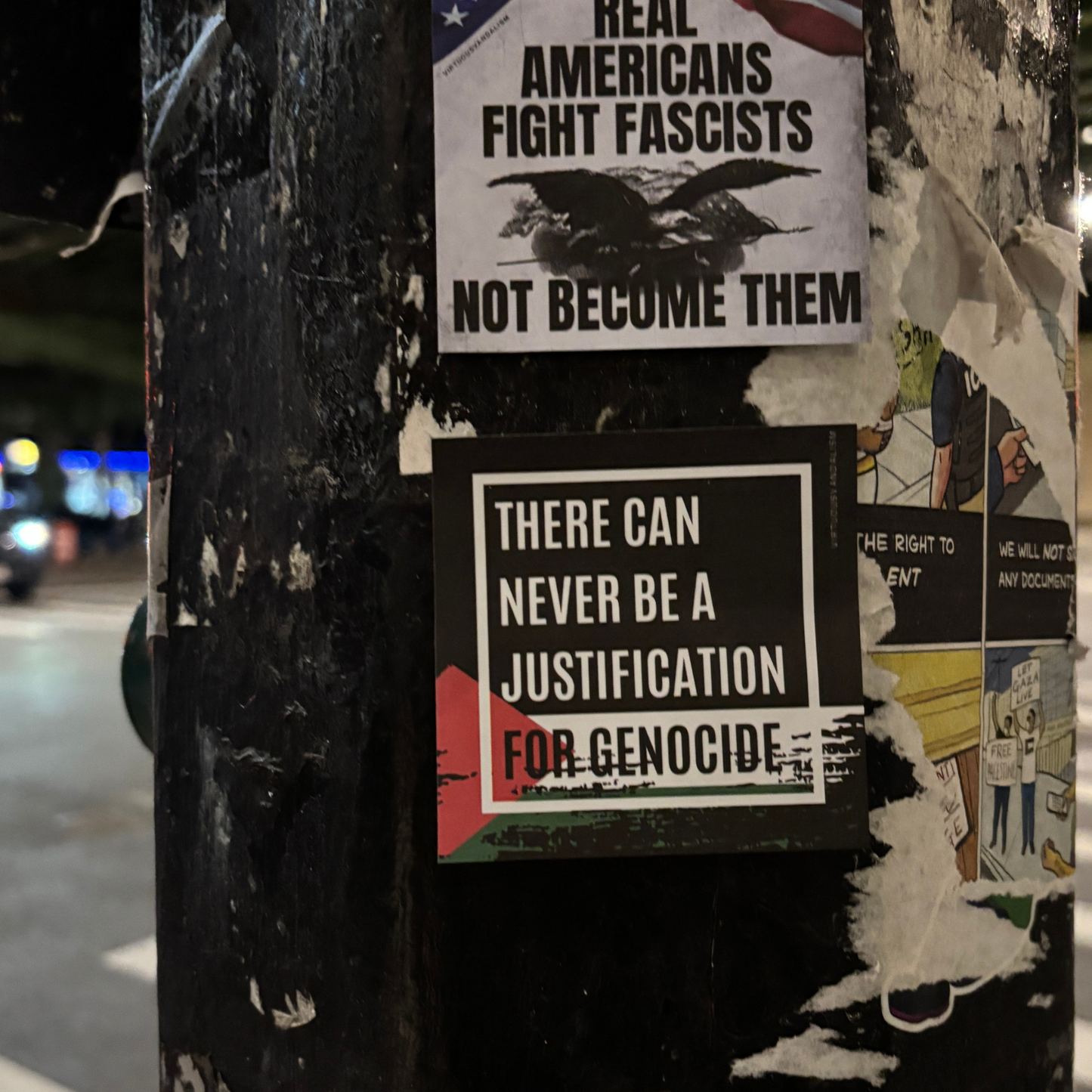 Virtuous Vandalism “There Can Never Be a Justification for Genocide” Sticky Notes 3" x 3" Pack of 50 | Combat and Cover Offensive Public Messages with Adhesive Protest Notes