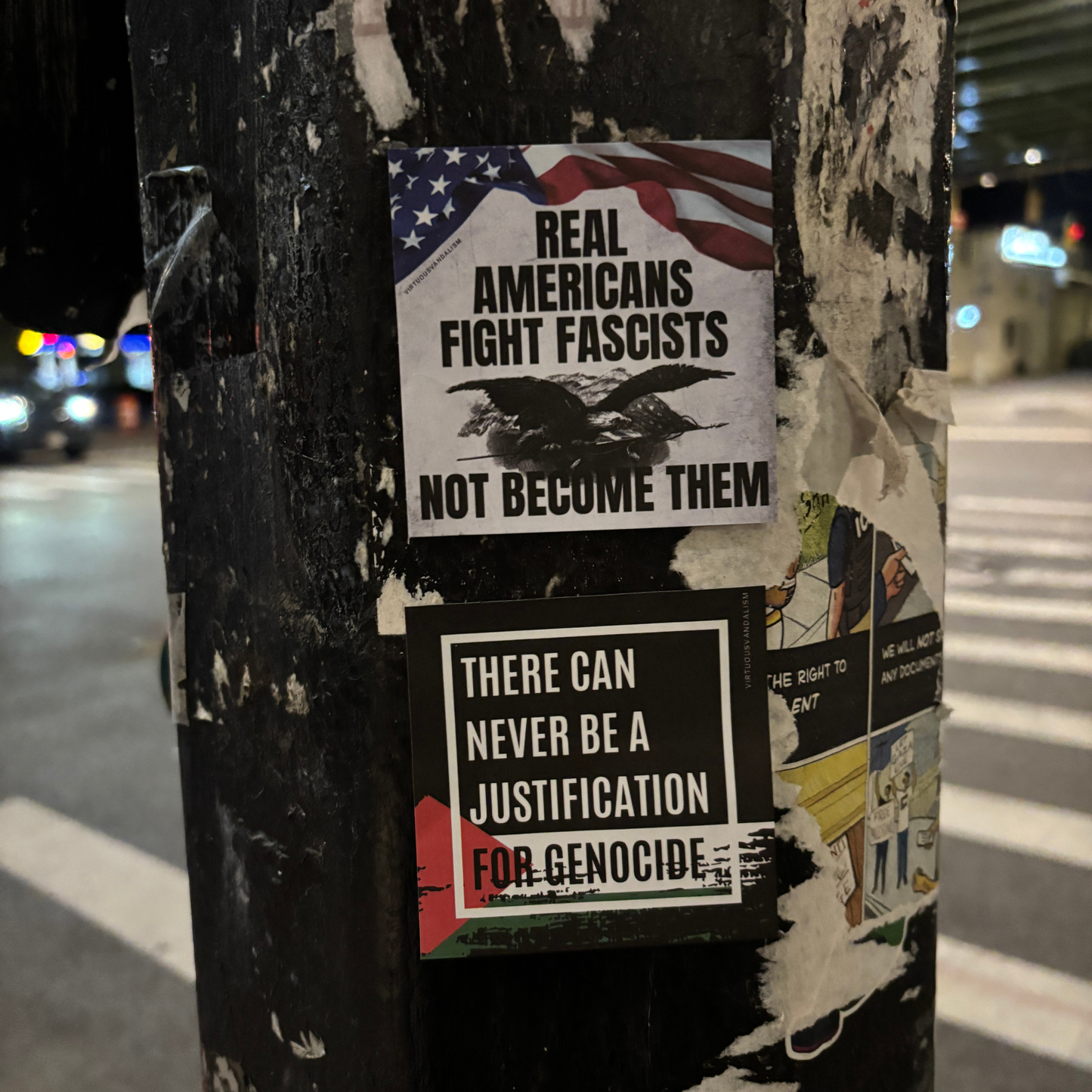 Virtuous Vandalism “There Can Never Be a Justification for Genocide” Sticky Notes 3" x 3" Pack of 50 | Combat and Cover Offensive Public Messages with Adhesive Protest Notes