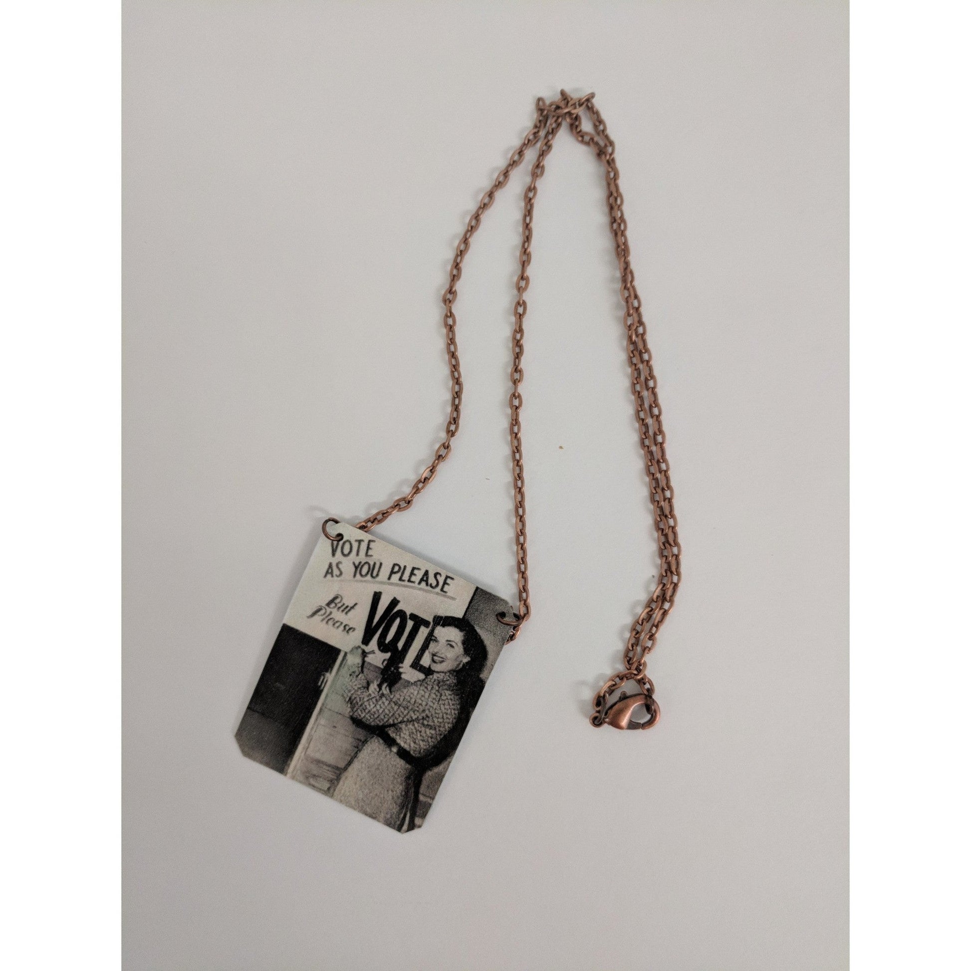Vote As You Please But Please Vote Handmade Women's Suffrage Necklace