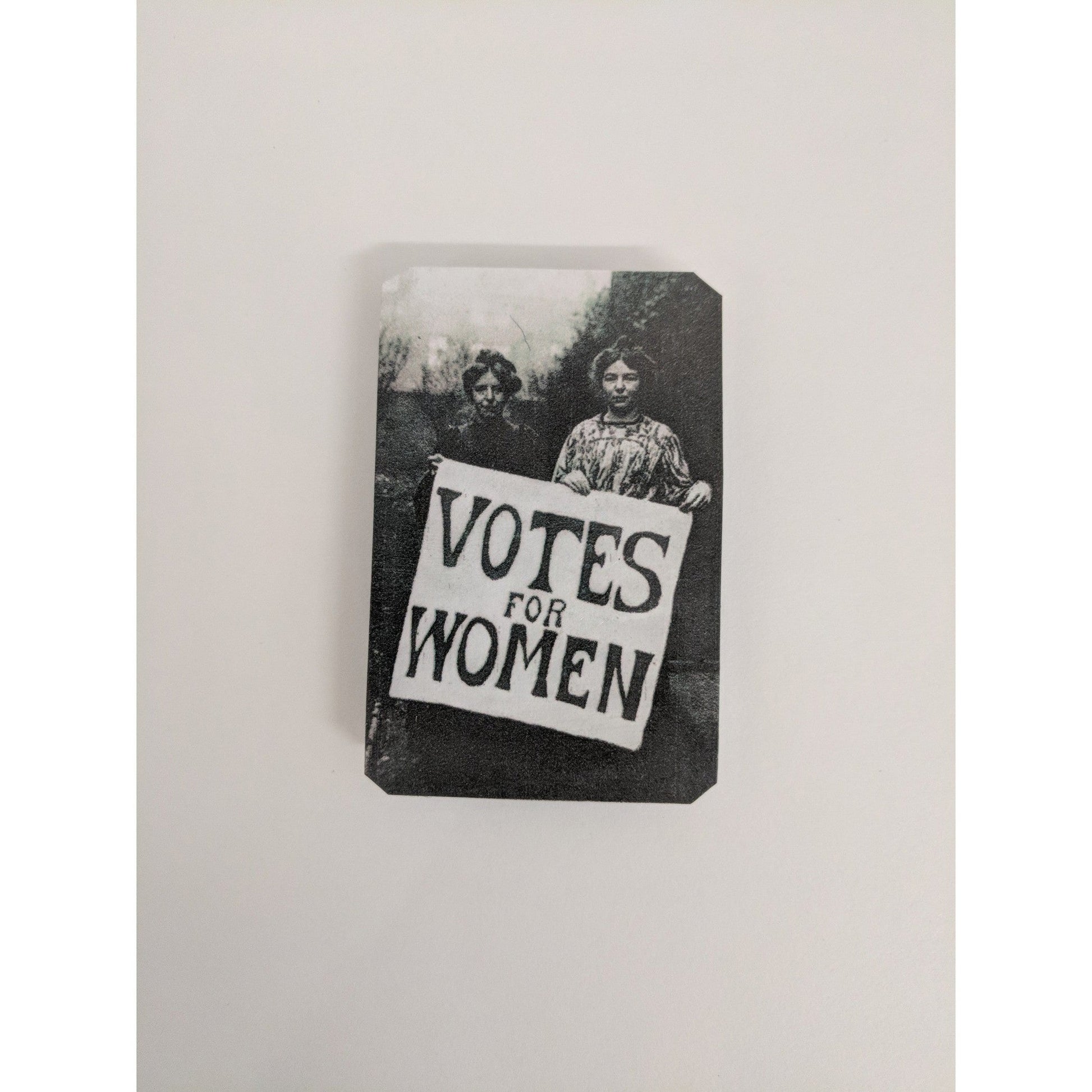 Votes For Women Handmade Tin Magnet in Black and White