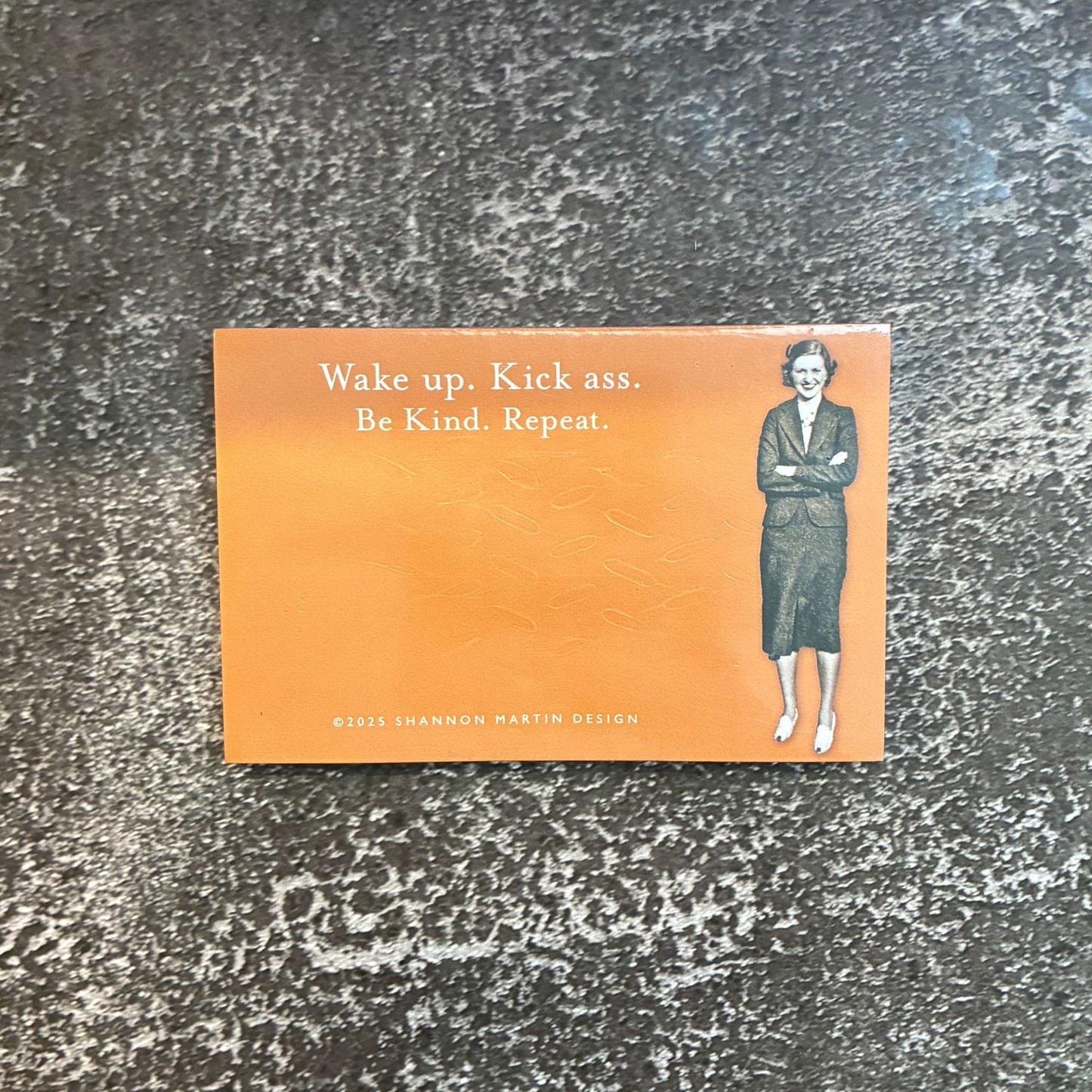 Wake Up Kick Ass Sticky Note in Orange | Funny Vintage Sticky Notes | 75 Sheets