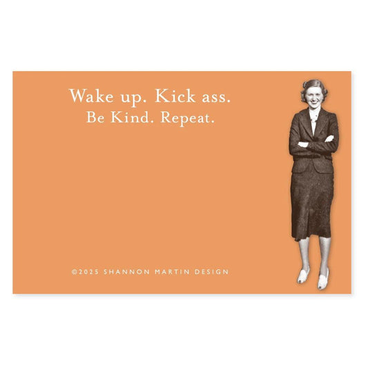 Wake Up Kick Ass Sticky Note in Orange | Funny Vintage Sticky Notes | 75 Sheets