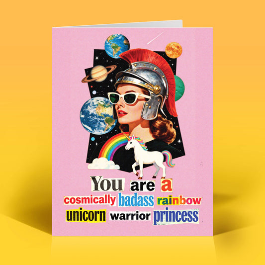 Warrior Princess Funny Encouragement Card | Vintage Retro Humor-The Raccoon Society-The Bullish Store