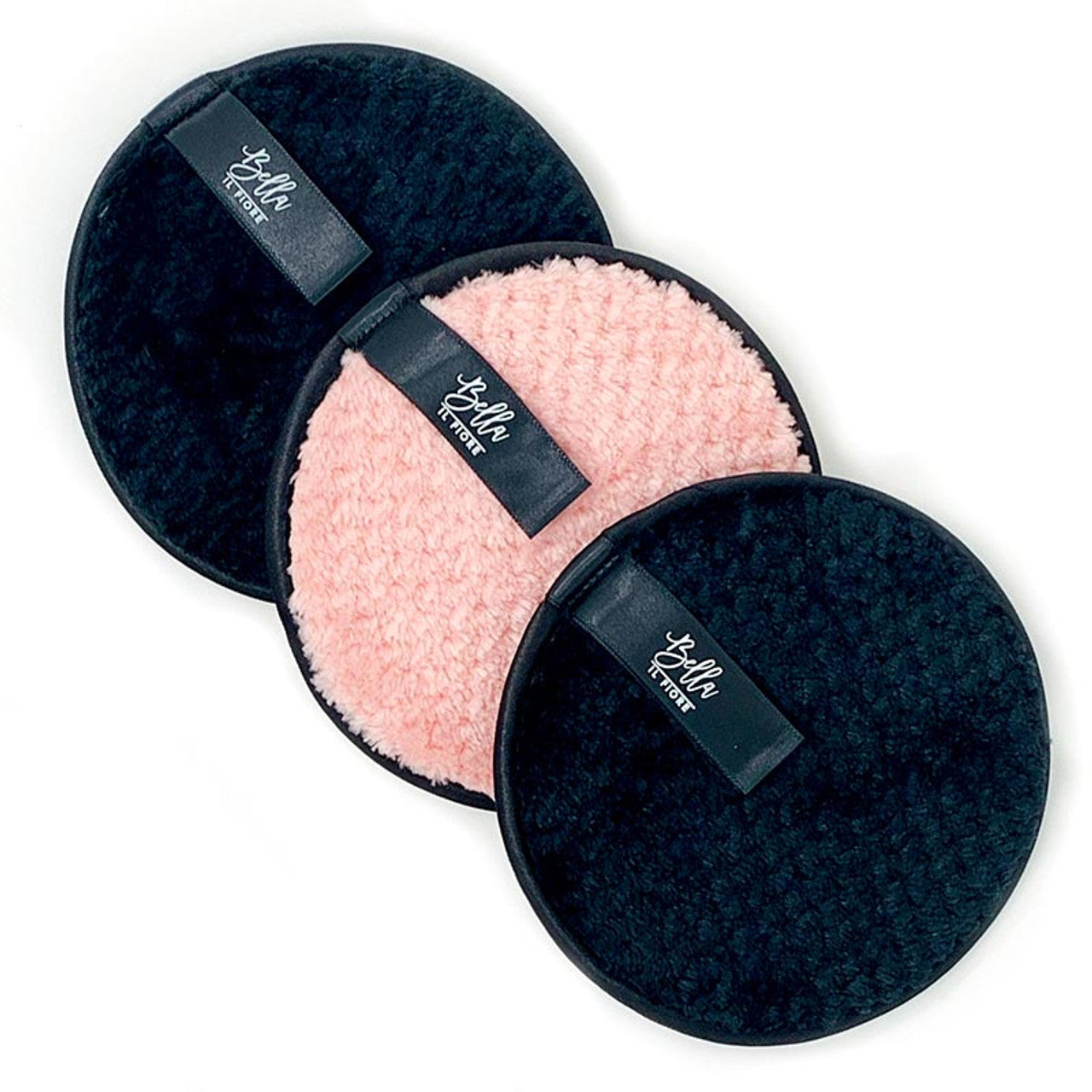 Wash the Day Away 3 Piece Face Cleansing Pads in Black & Pink | Skincare Beauty Kit Set