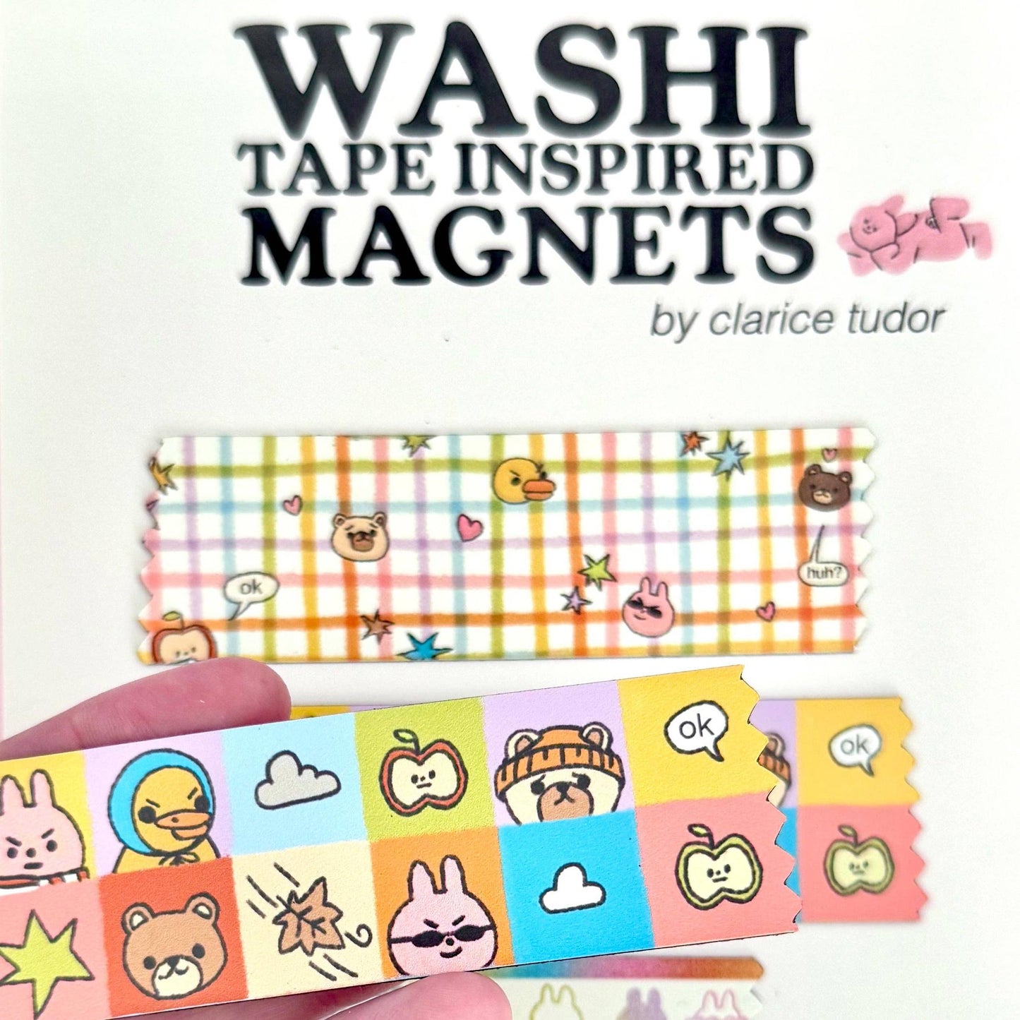 Washi Tape Magnet Set of 4 | Aesthetic Refrigerator Magnet-Clarice Tudor-The Bullish Store