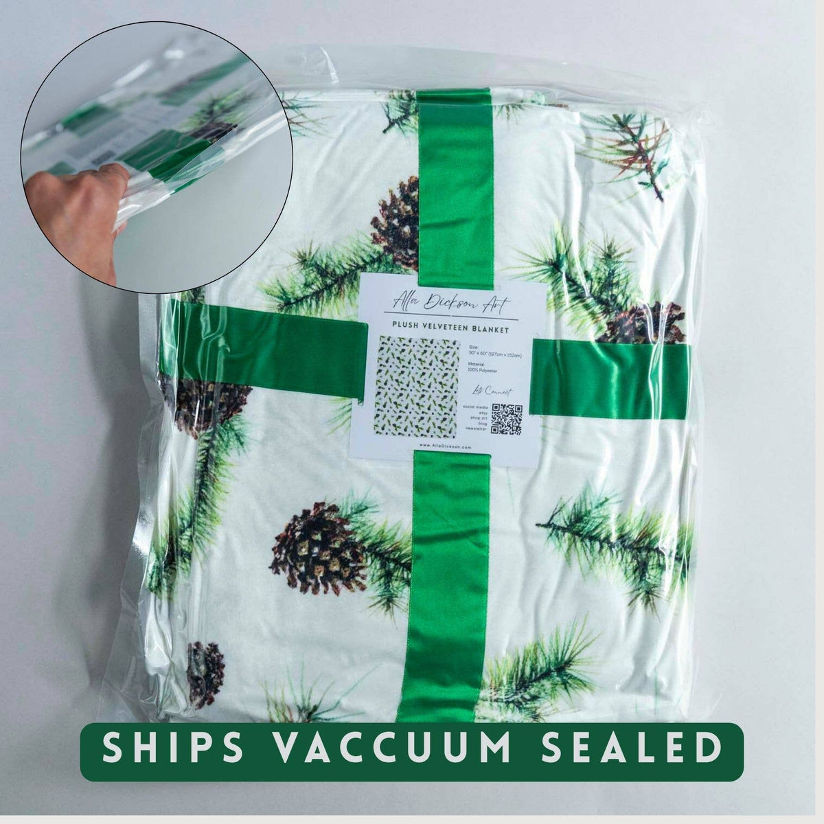 Watercolor Pine Cone Velveteen Holiday Throw Blanket | 50" x 60"