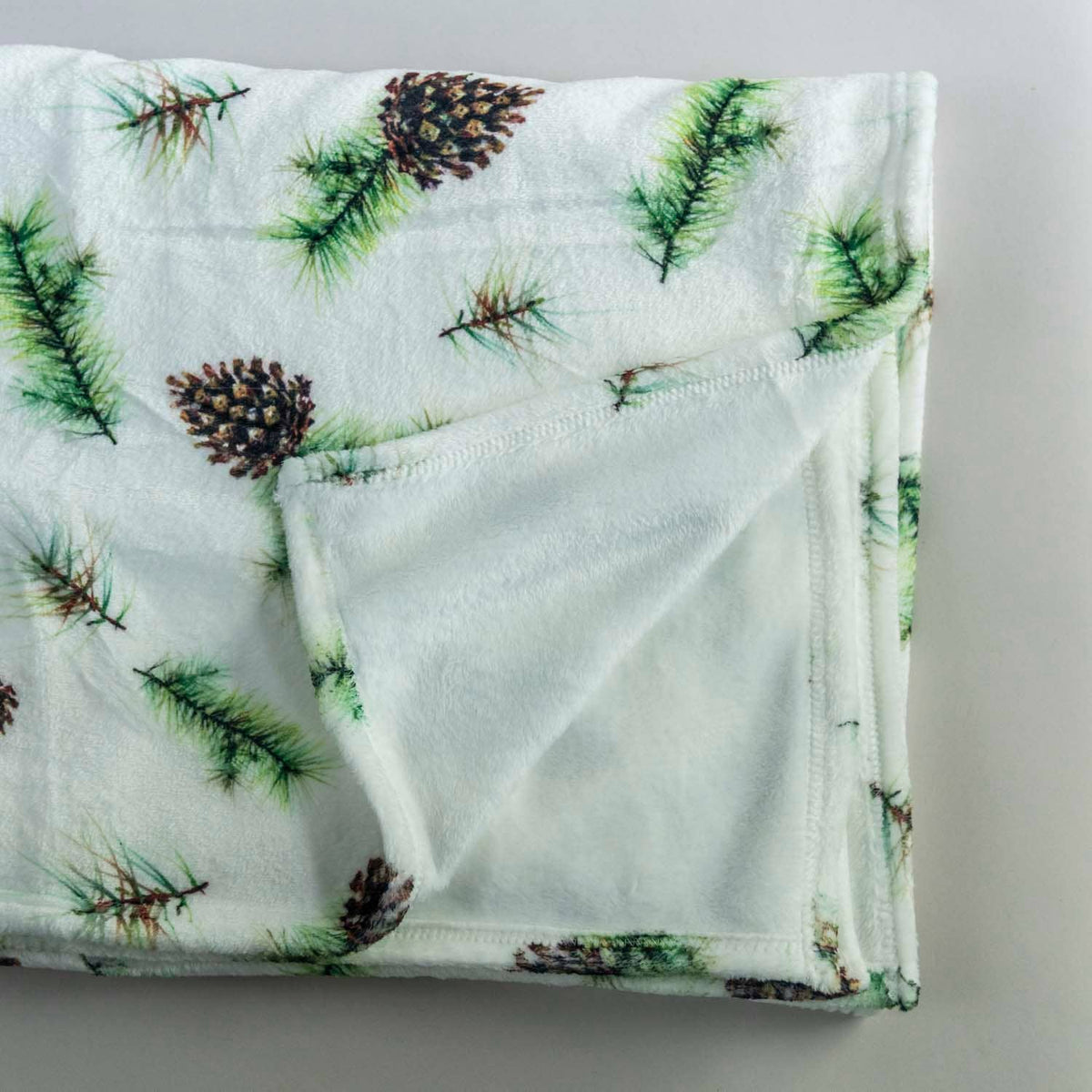 Watercolor Pine Cone Velveteen Holiday Throw Blanket | 50" x 60"