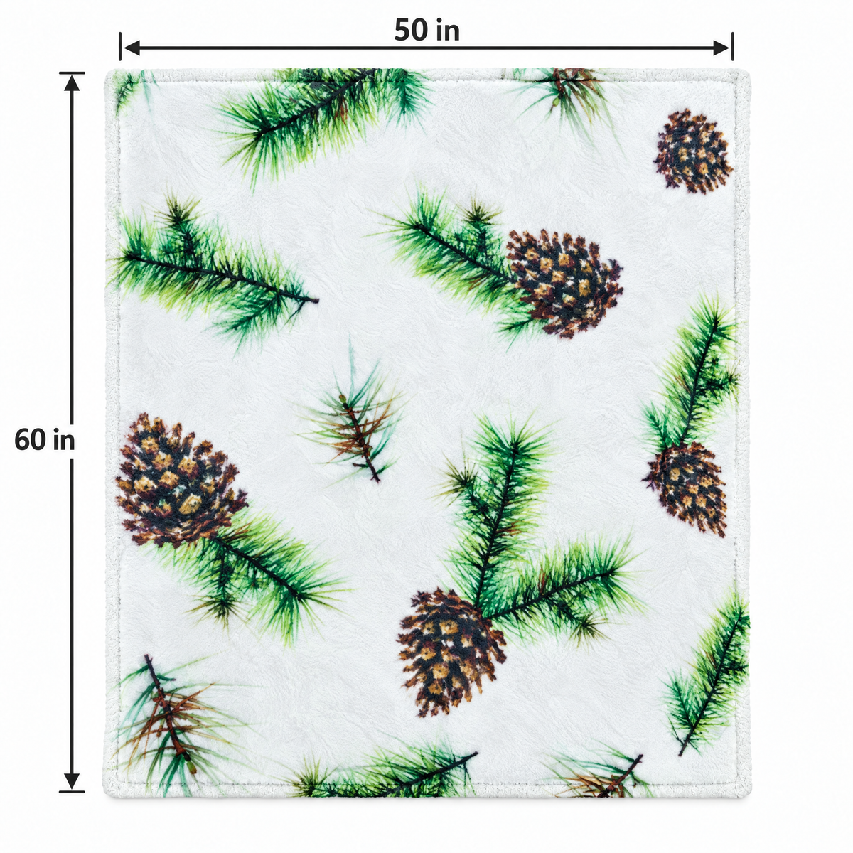 Watercolor Pine Cone Velveteen Holiday Throw Blanket | 50" x 60"