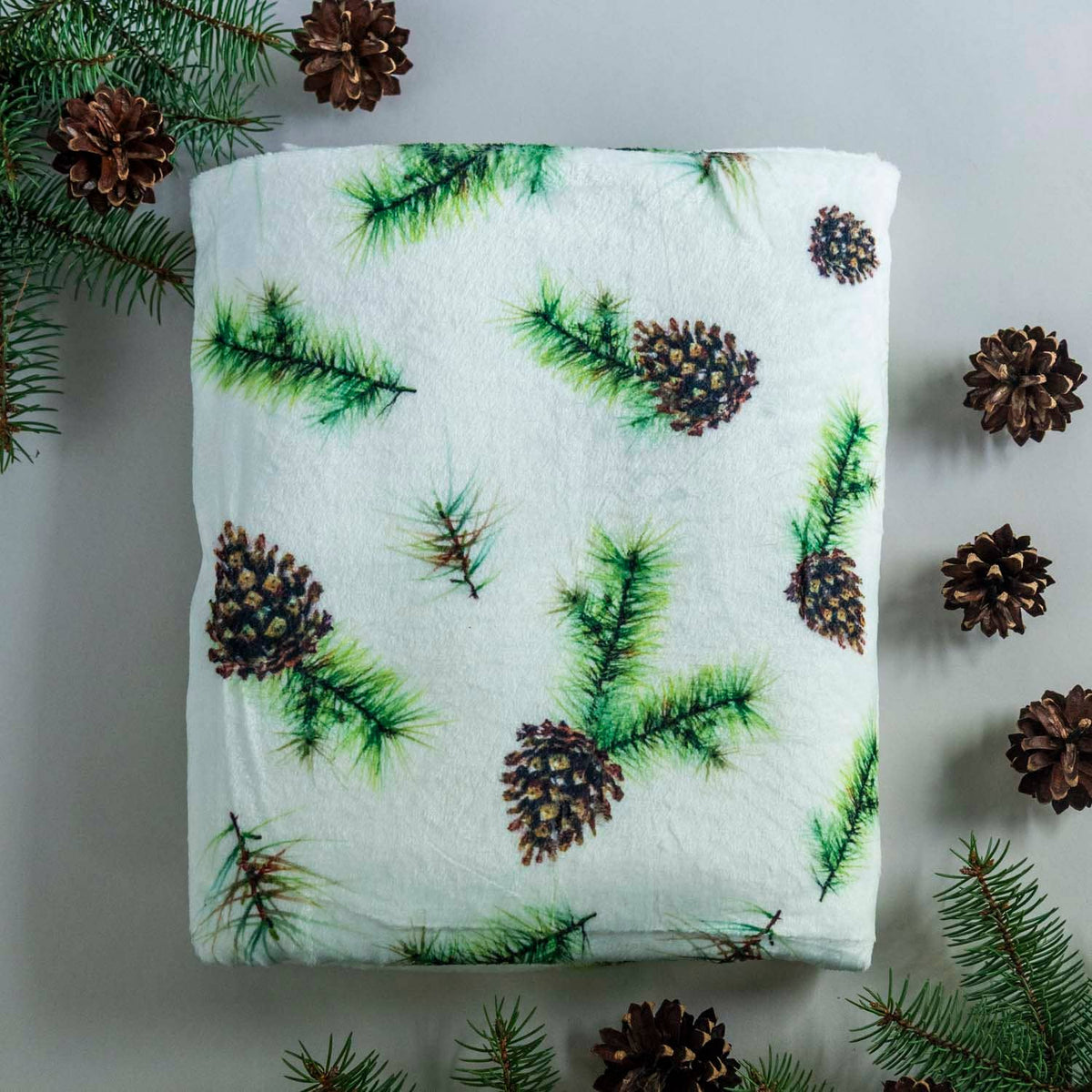Watercolor Pine Cone Velveteen Holiday Throw Blanket | 50" x 60"