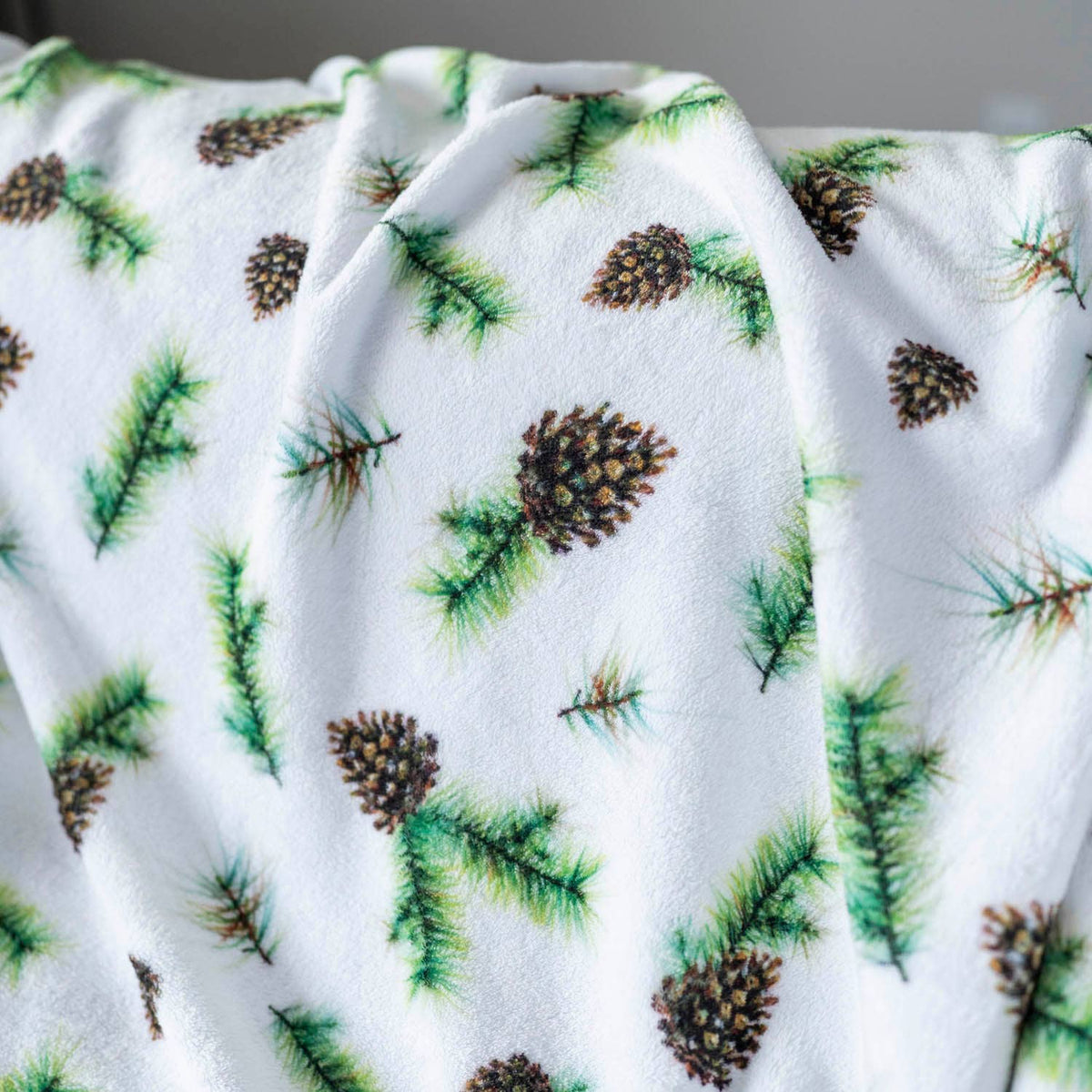 Watercolor Pine Cone Velveteen Holiday Throw Blanket | 50" x 60"