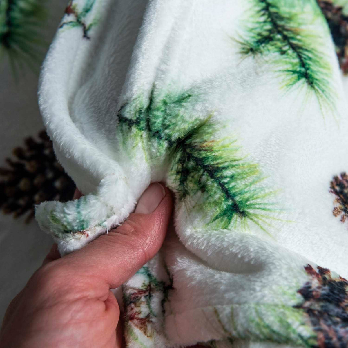 Watercolor Pine Cone Velveteen Holiday Throw Blanket | 50" x 60"