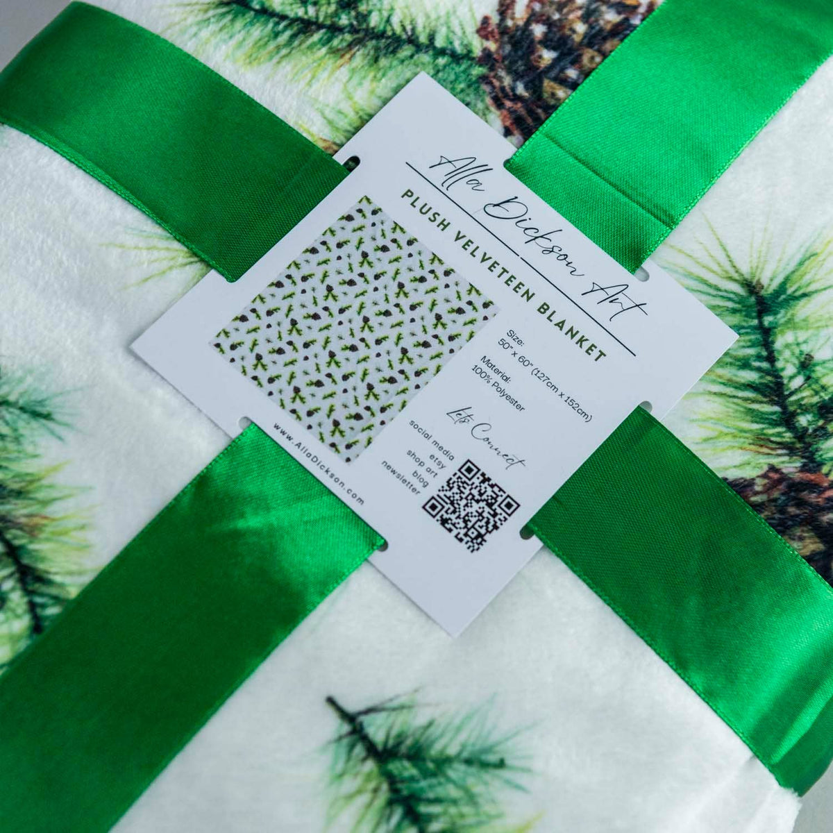 Watercolor Pine Cone Velveteen Holiday Throw Blanket | 50" x 60"